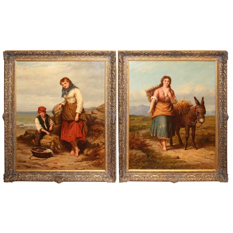 Large Pair of English Oil Paintings by Walter Jackson For Sale