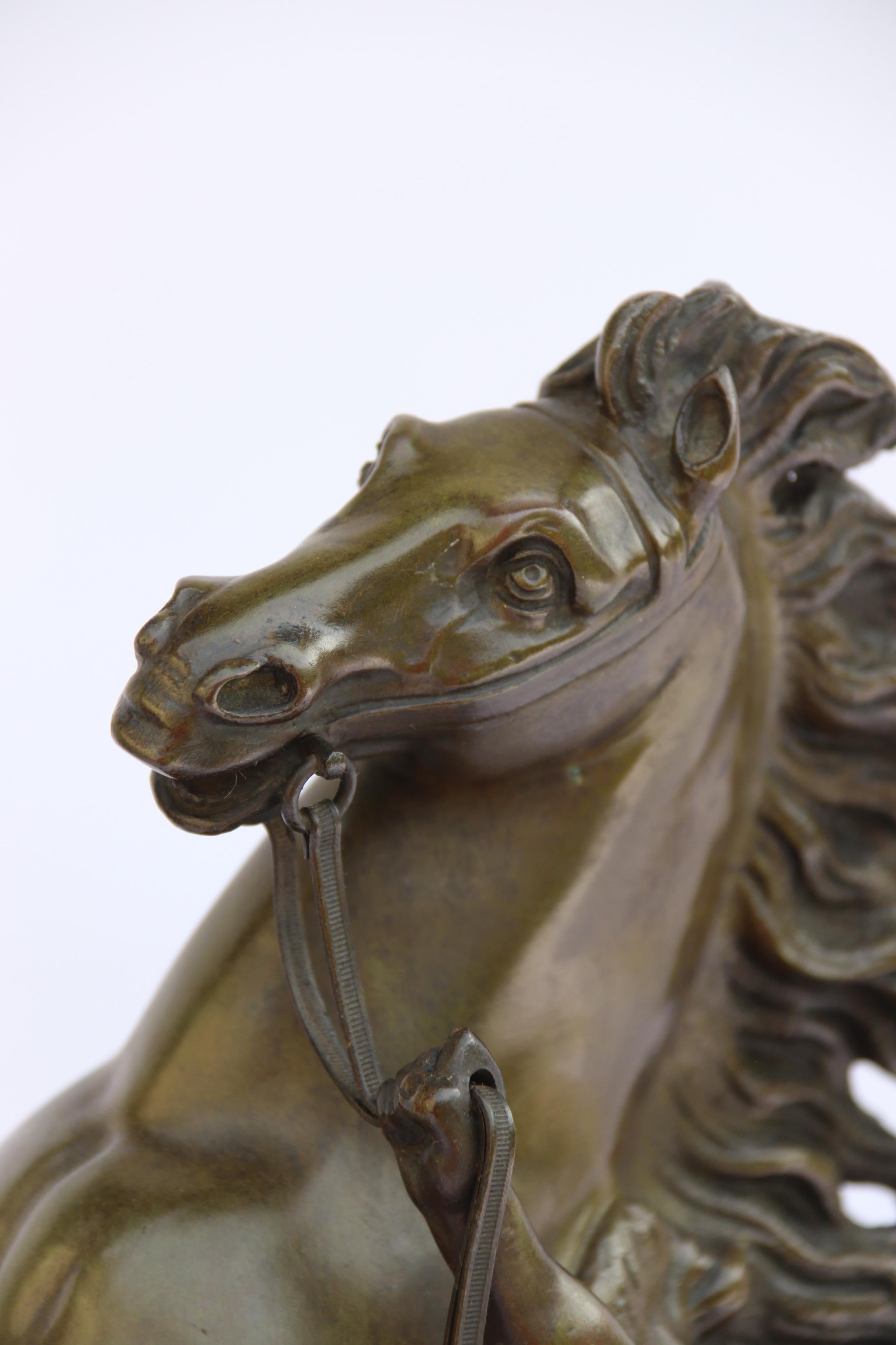 Large Pair of French 19th Century Bronze Marly Horses After Costou, circa 1870 For Sale 12