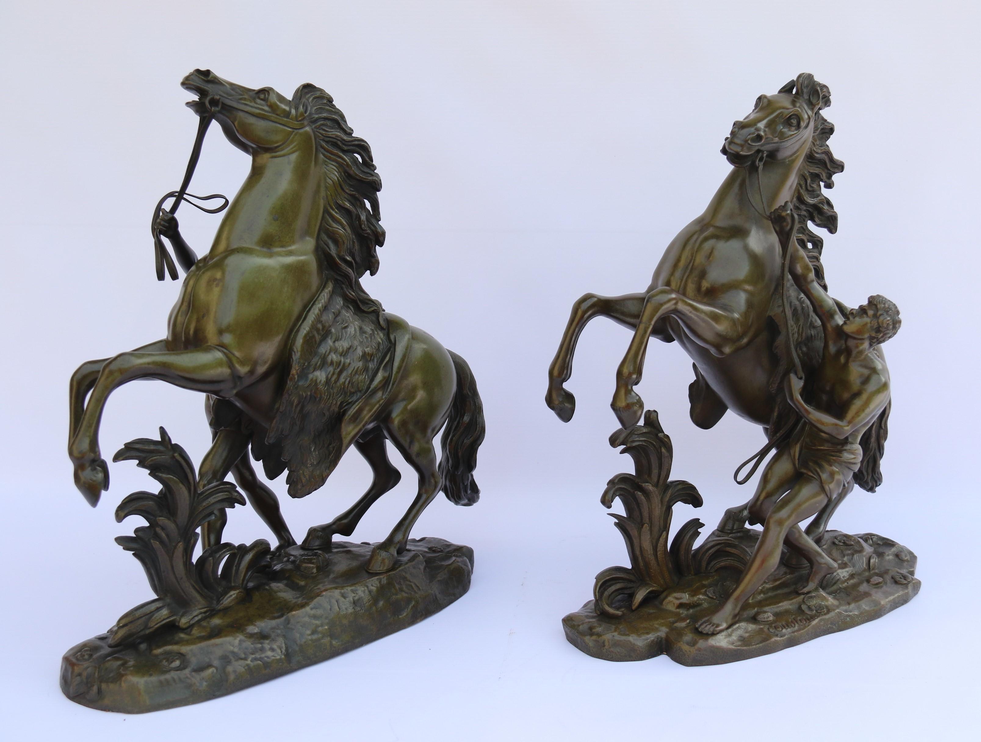 Louis-Philippe Paire de chevaux de Marli en bronze du XIXe siècle d'après Costou, vers 1870 en vente