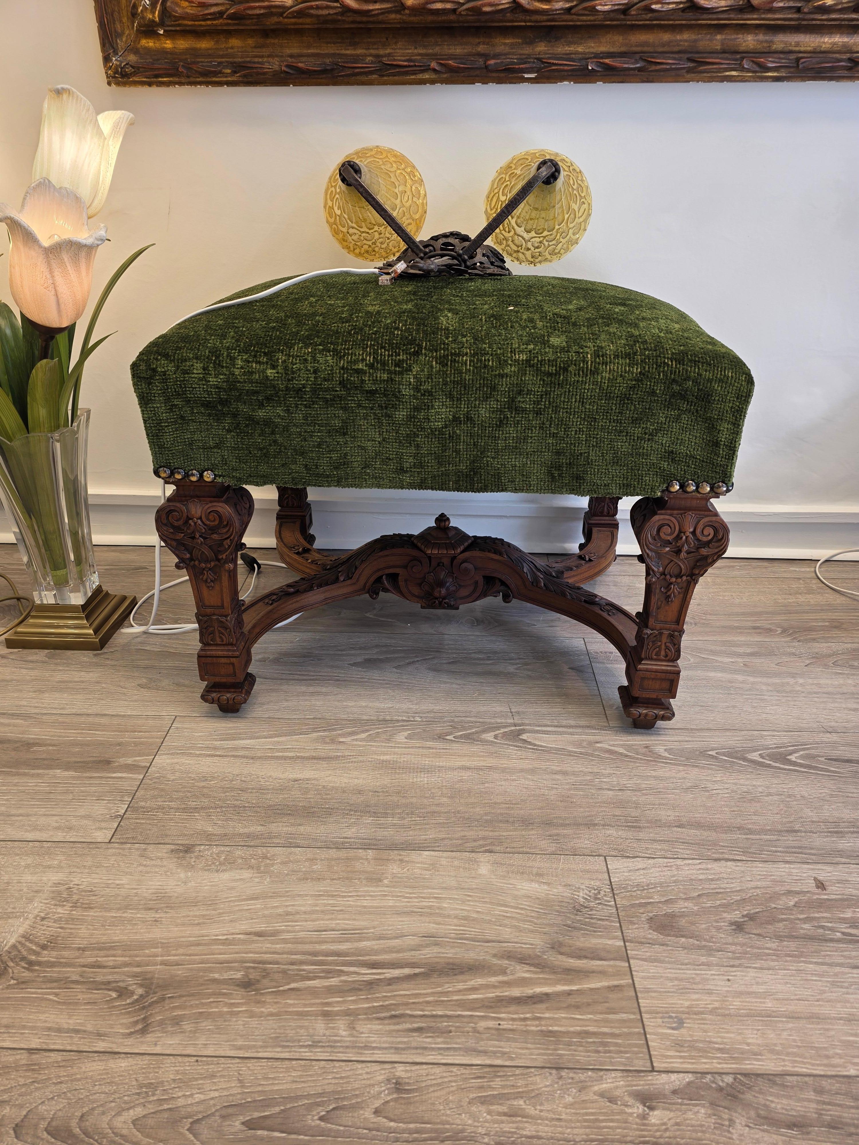 A Large Pair of French 19th Century Louis XIV Style Rectangular Stools For Sale 8