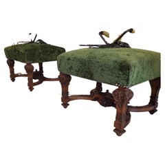 A Large Pair of French 19th Century Louis XIV Style Rectangular Stools