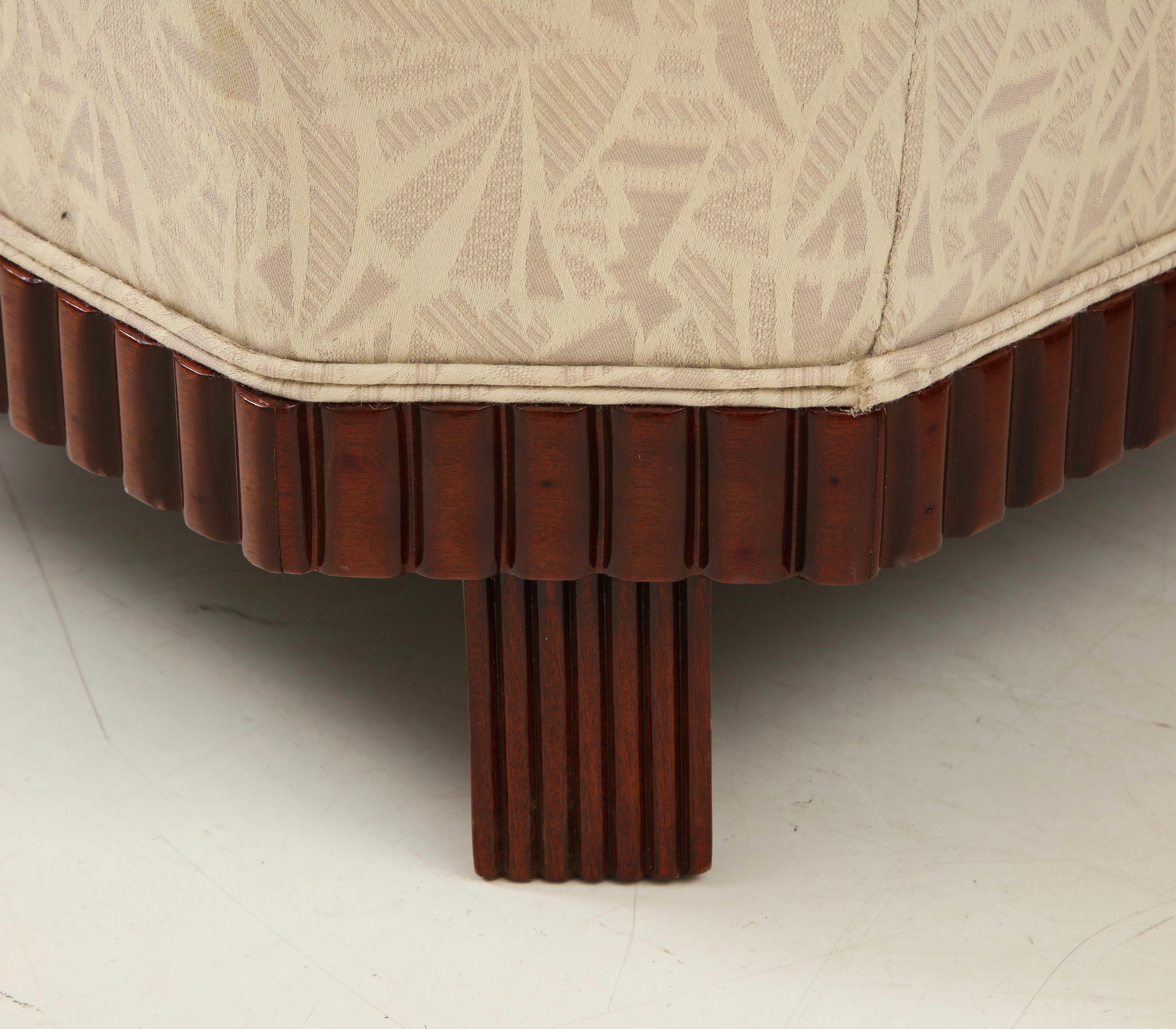 Large Pair of French Art Deco Footstools or Ottomans with Mahogany Bases 6