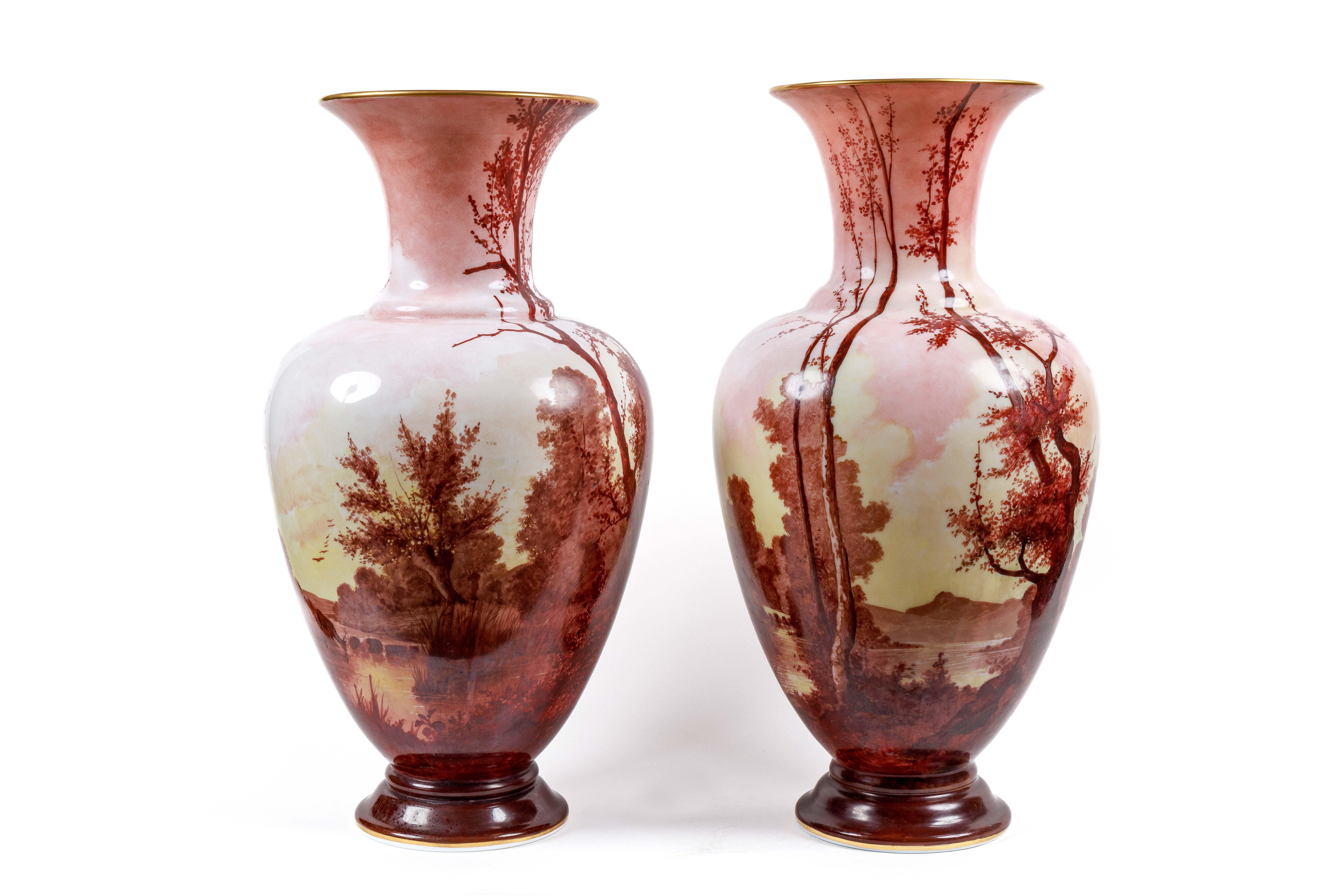 Large Pair of French Baccarat Opaline Glass Vases, Circa 1884 2