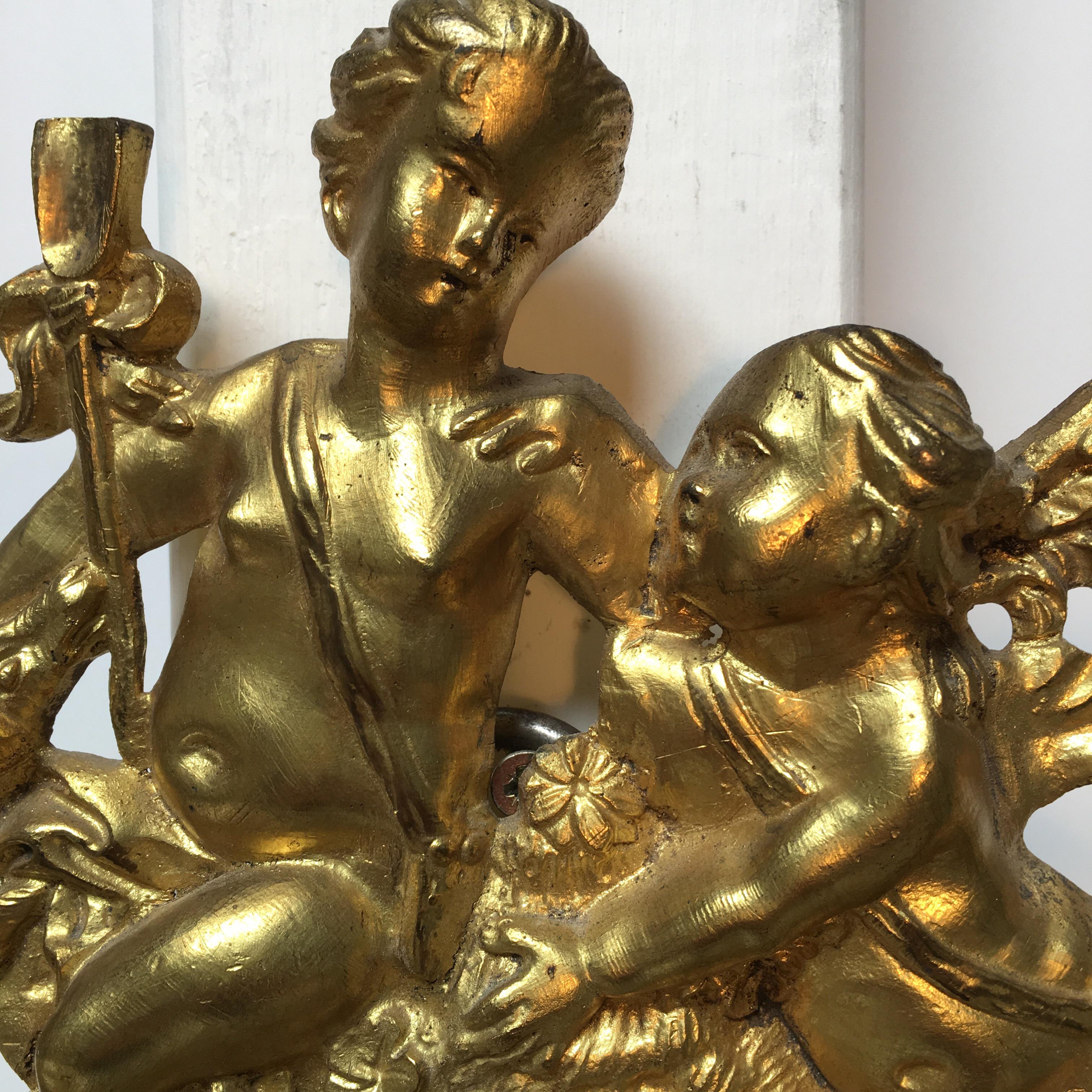 Moulage Grande paire d'appliques françaises en bronze à miroir