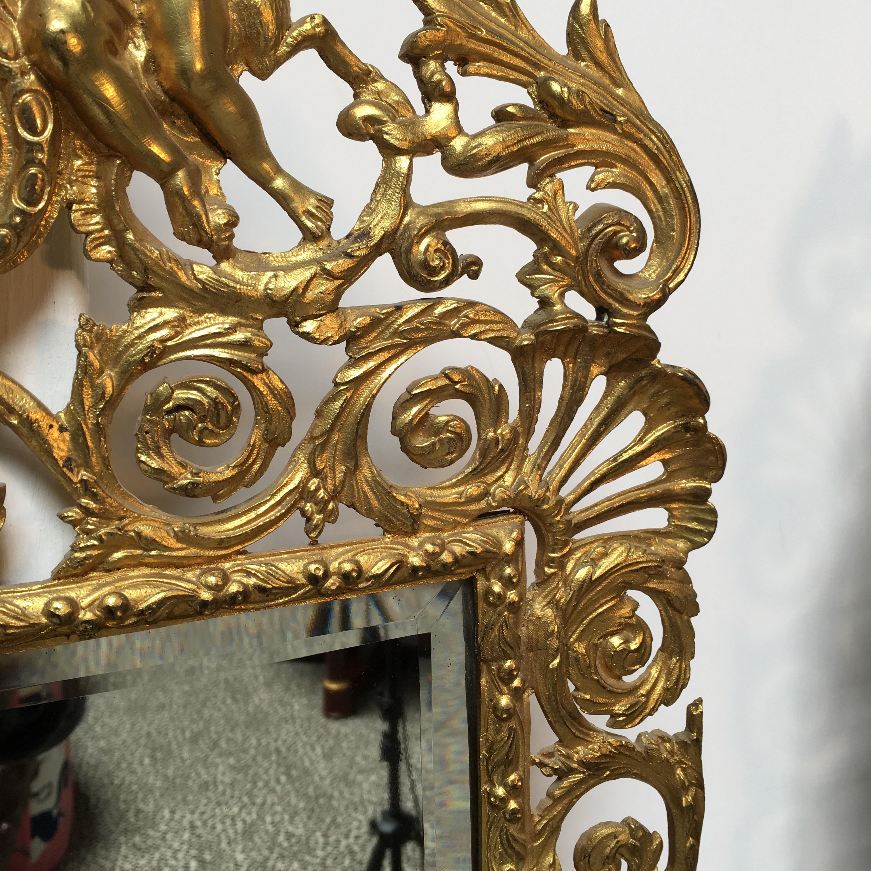 Bronze Grande paire d'appliques françaises en bronze à miroir