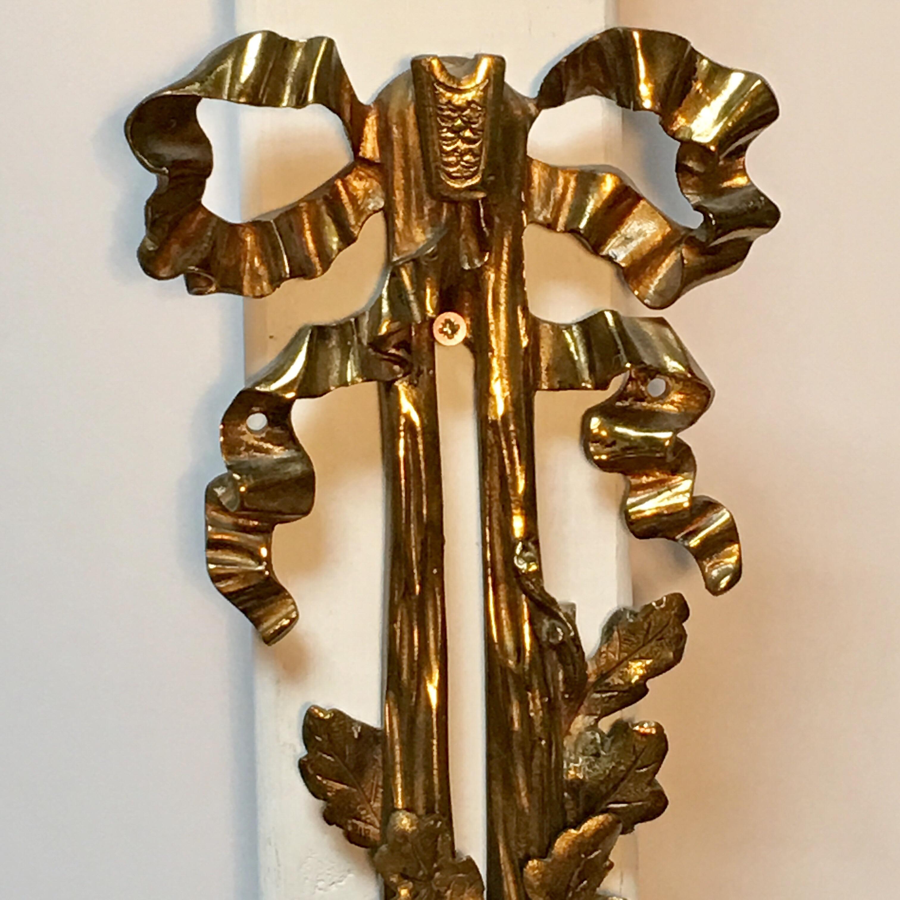 Large Pair of French Louis XVI Style Bronze Wall Sconces In Good Condition For Sale In Dallas, TX