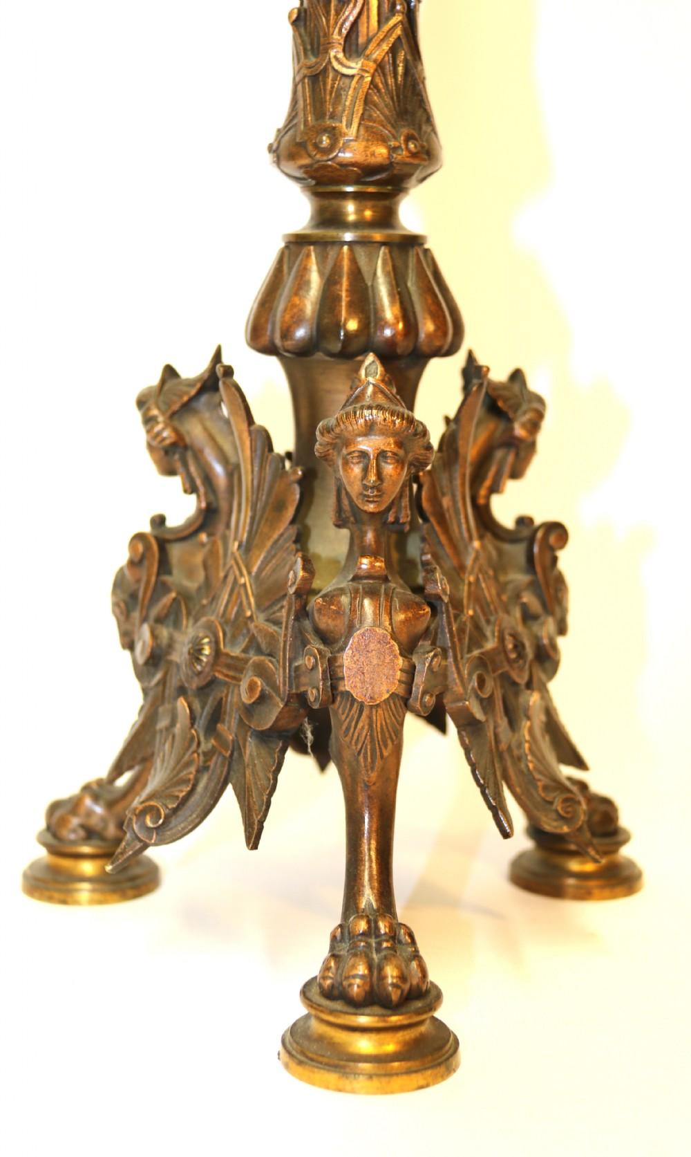 Iron Large Pair of French Mid-19th Century Gothic Style Bronze 6 Branch Candelabra For Sale