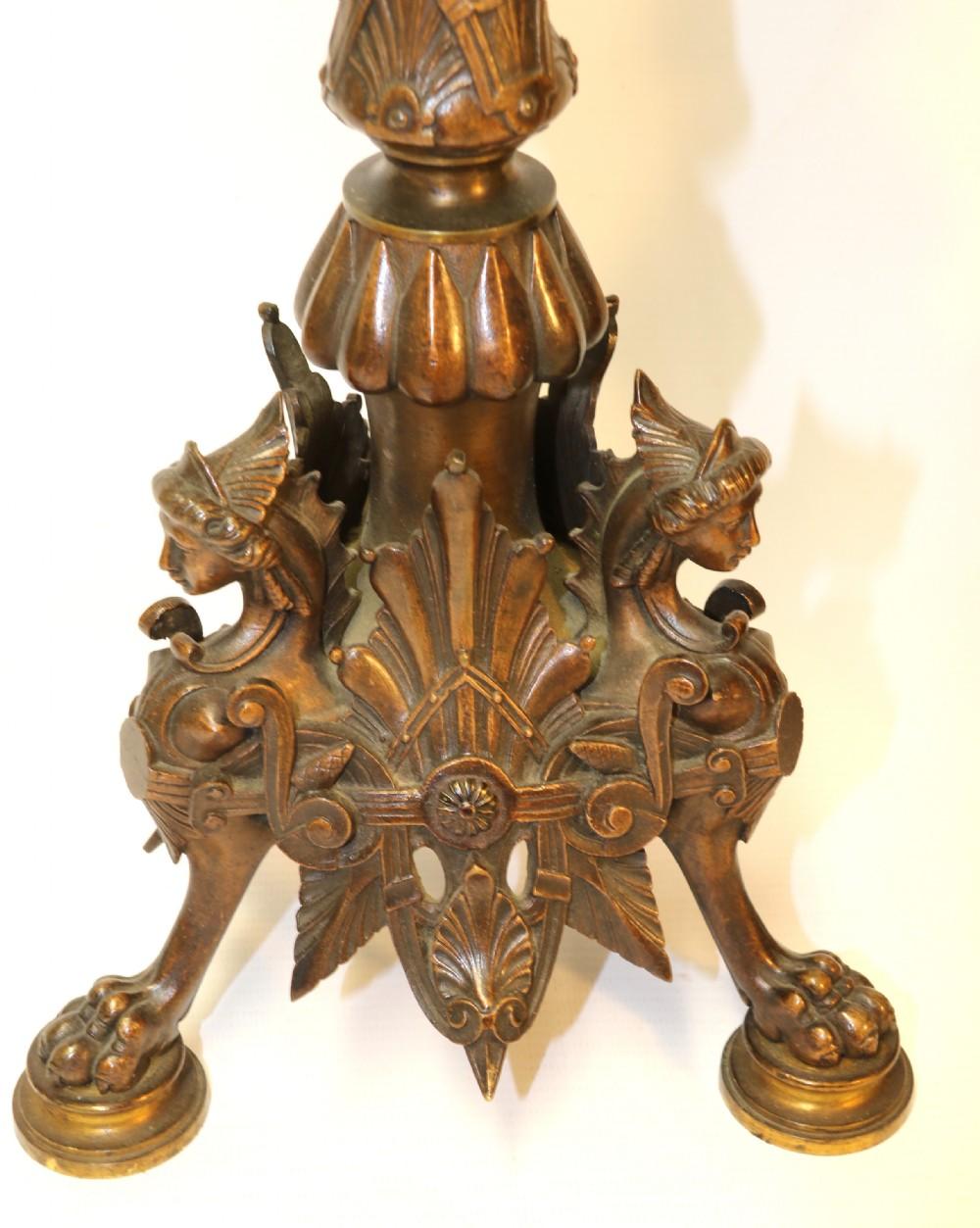 Large Pair of French Mid-19th Century Gothic Style Bronze 6 Branch Candelabra For Sale 3