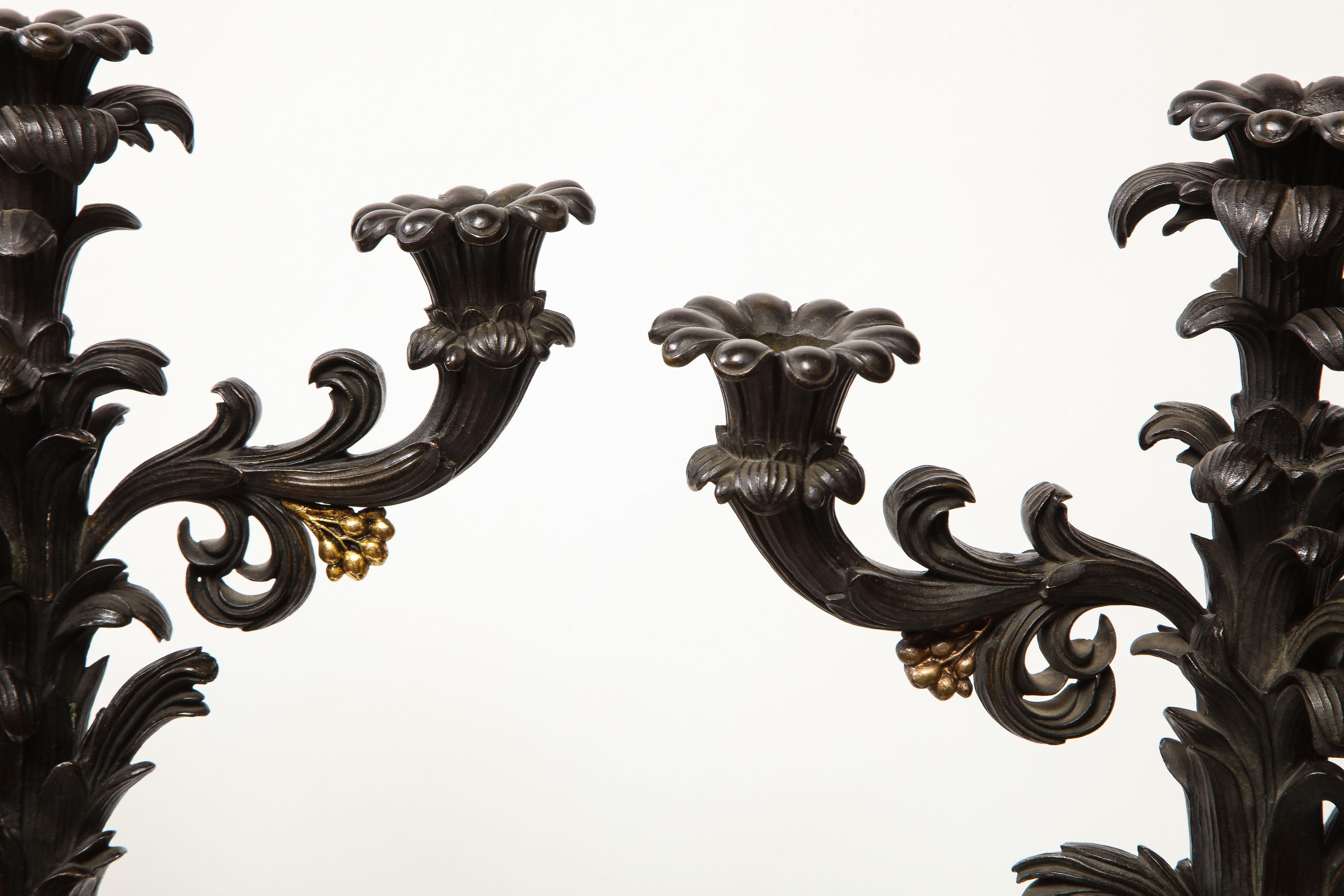 Large Pair of French Restauration Ormolu and Patinated Bronze Candelabra, Horses 4