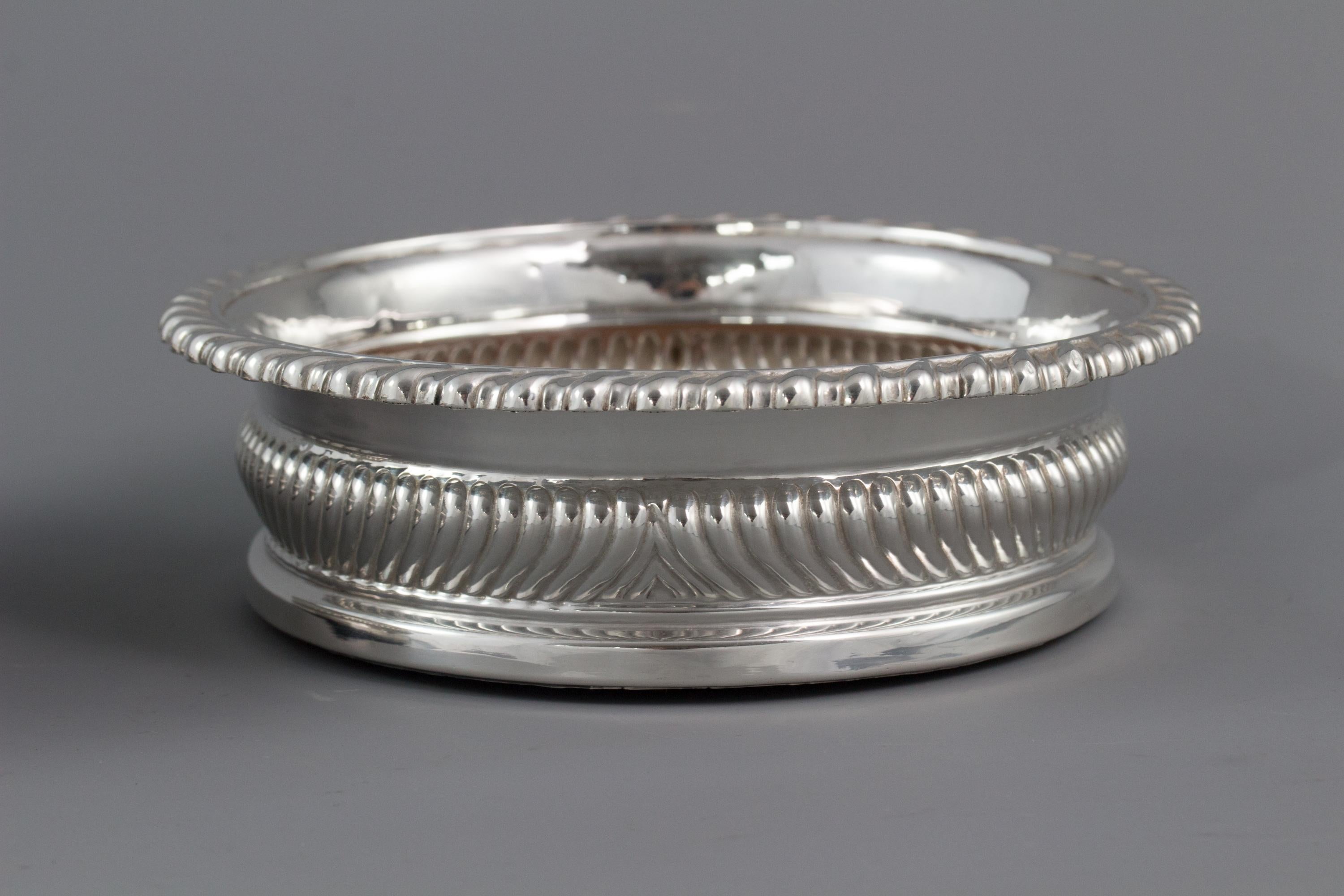 Sterling Silver Large Pair of George III Silver Wine Coasters, Sheffield, 1819