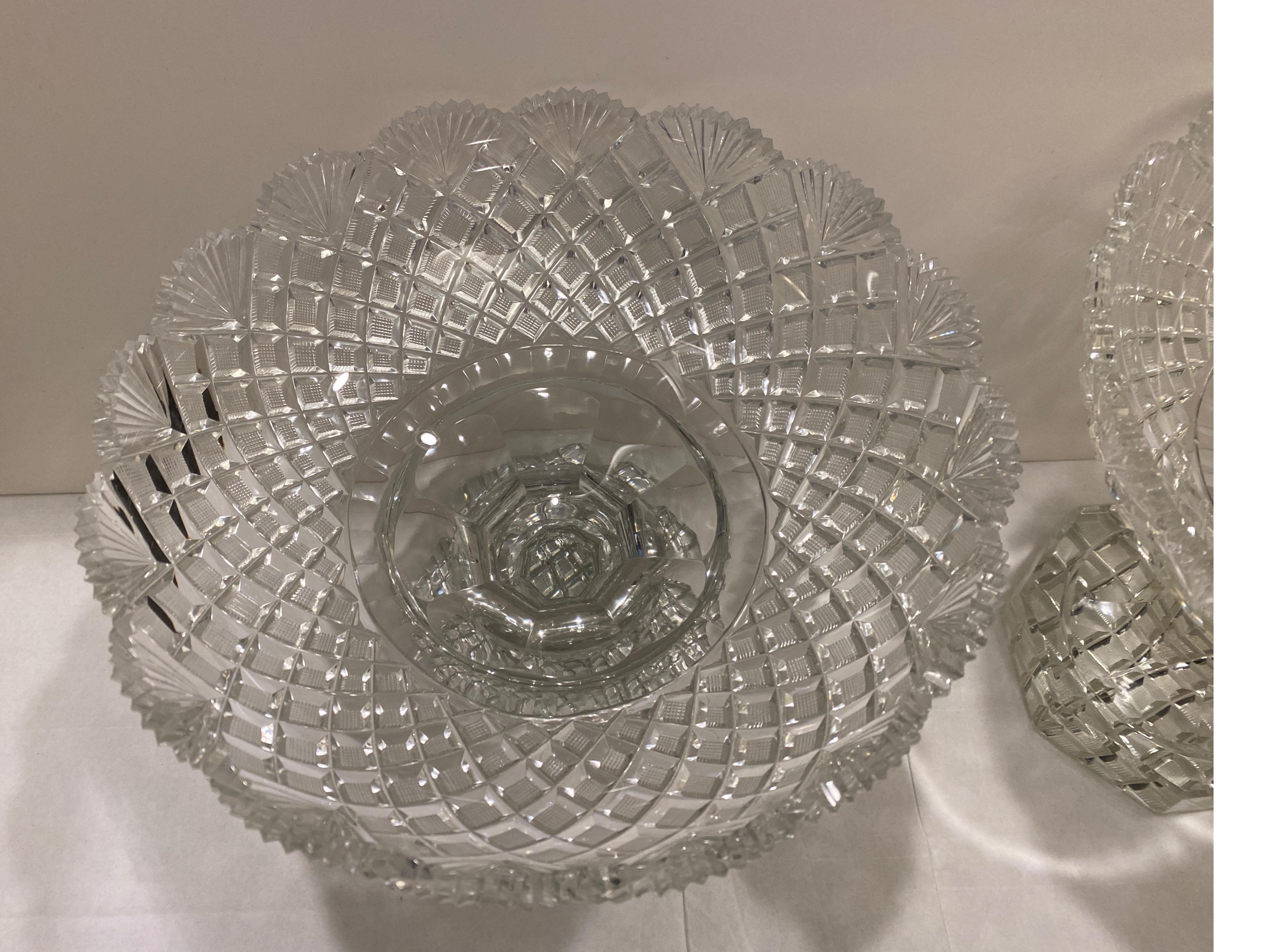Early 19th Century Large Pair of Georgian Cut Glass Pedestal Compotes For Sale