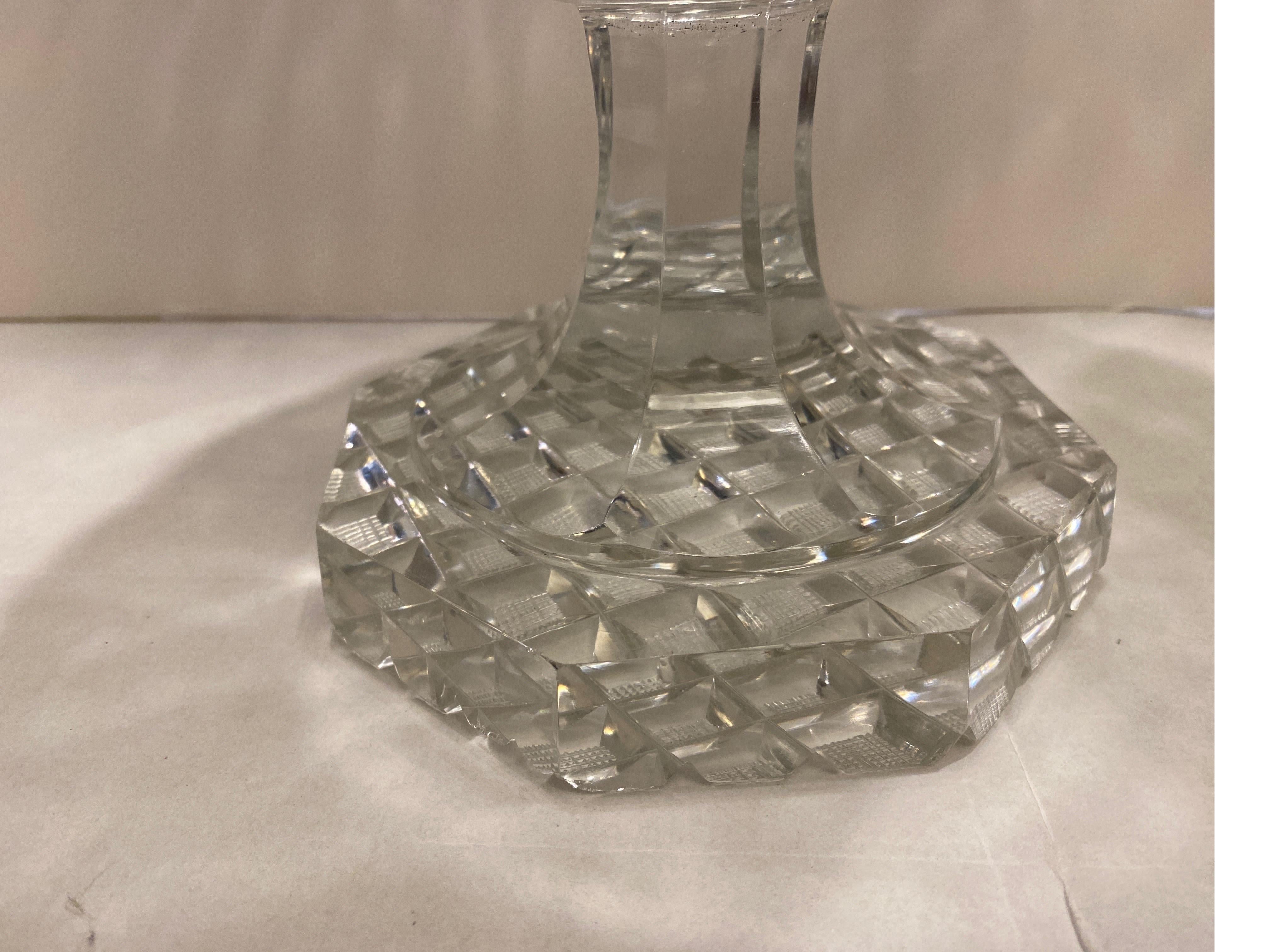 Large Pair of Georgian Cut Glass Pedestal Compotes For Sale 4