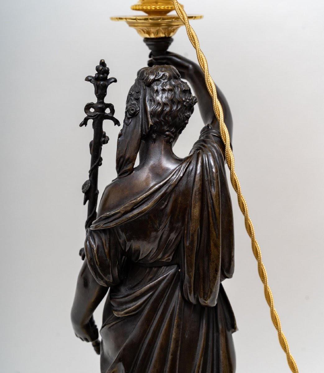 A Large Pair of Gilt and Patinated Bronze Table Lamps, Napoleon III Period. In Good Condition In Saint-Ouen, FR