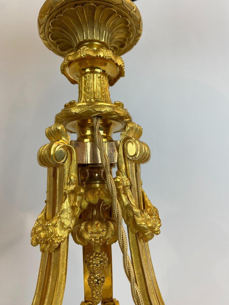 Großes Paar Tischlampen aus vergoldeter Bronze und Marmor, Napoleon III.-Periode. im Angebot 1