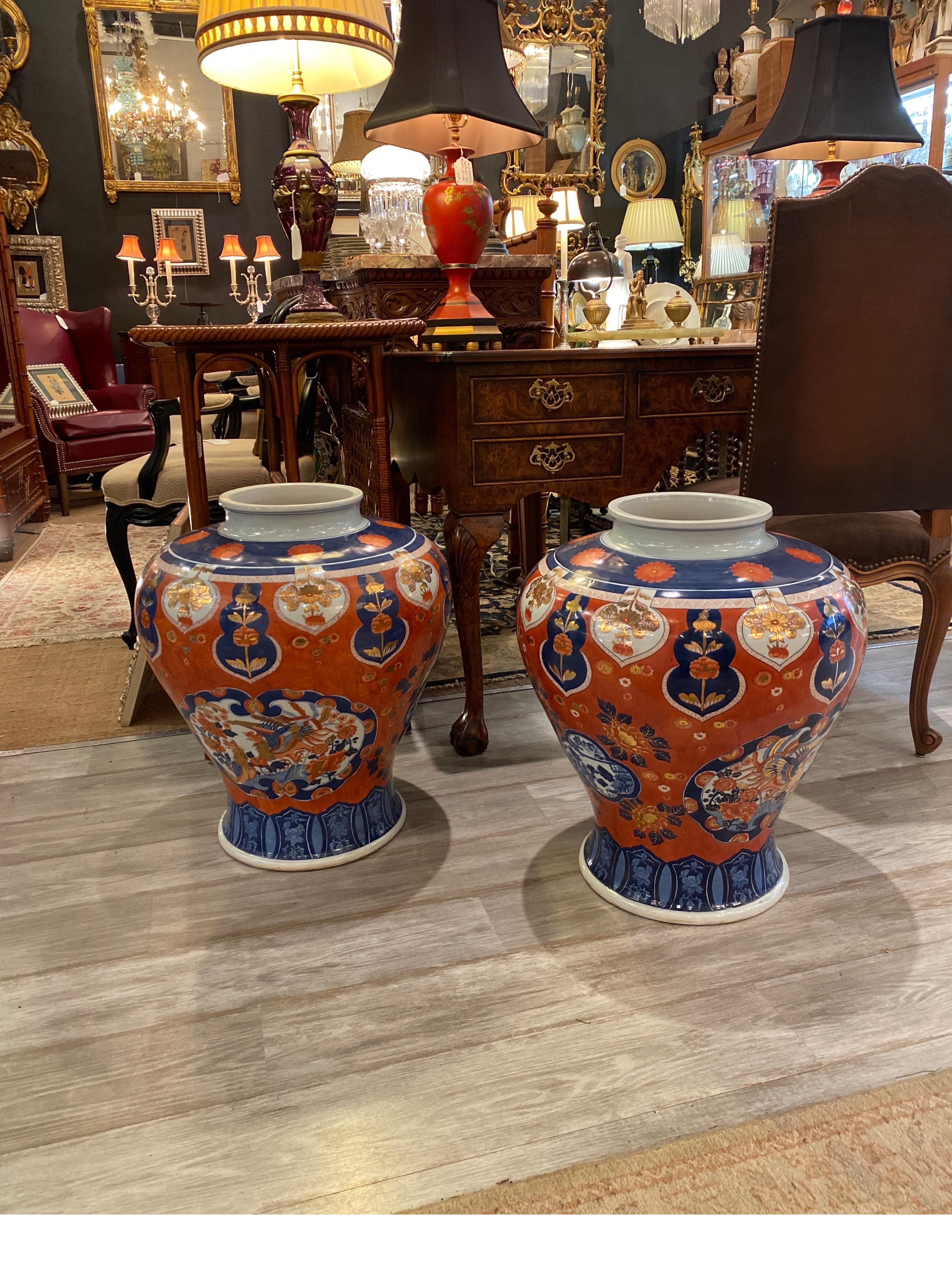 Large Pair of Imari Style Jardinière Vases 3