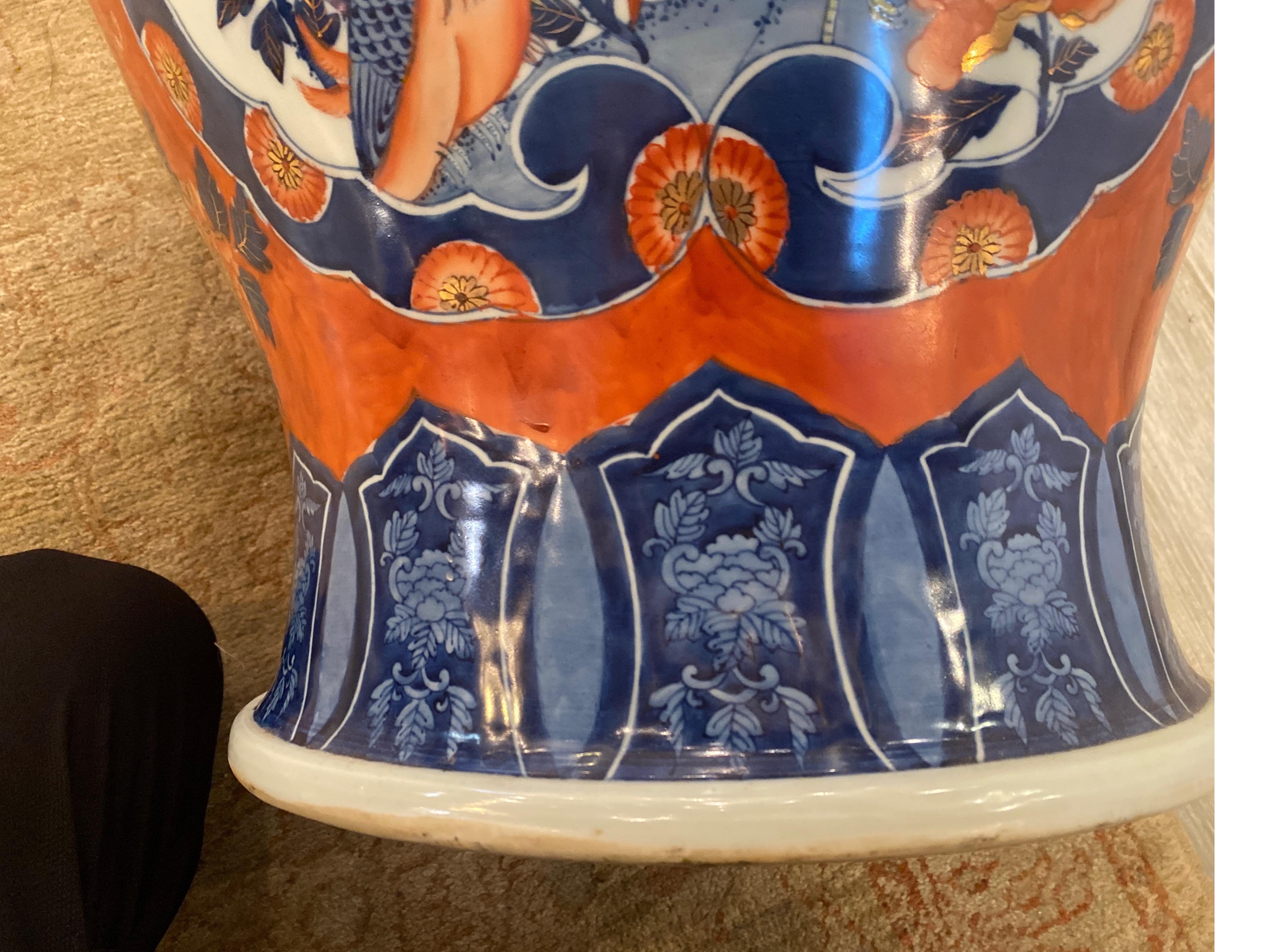 Porcelain Large Pair of Imari Style Jardinière Vases