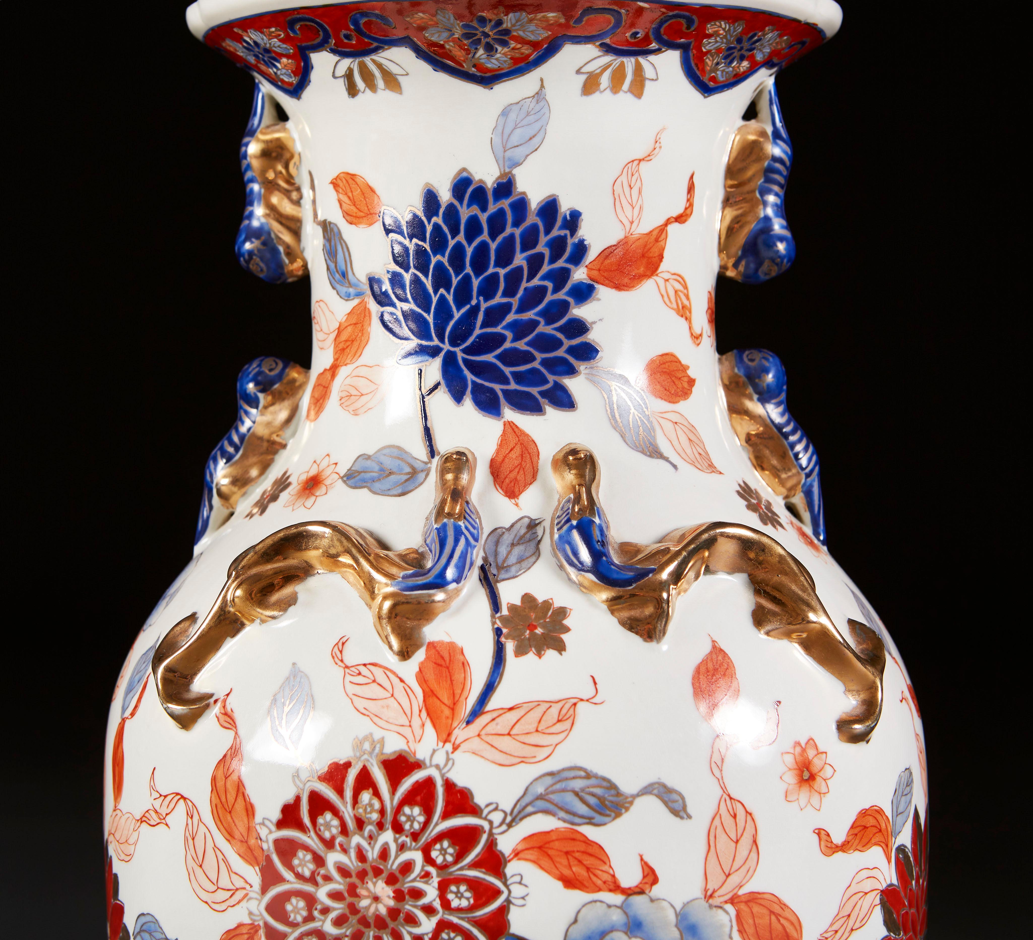 Large Pair of Imari Vase as Lamps In Good Condition In London, GB