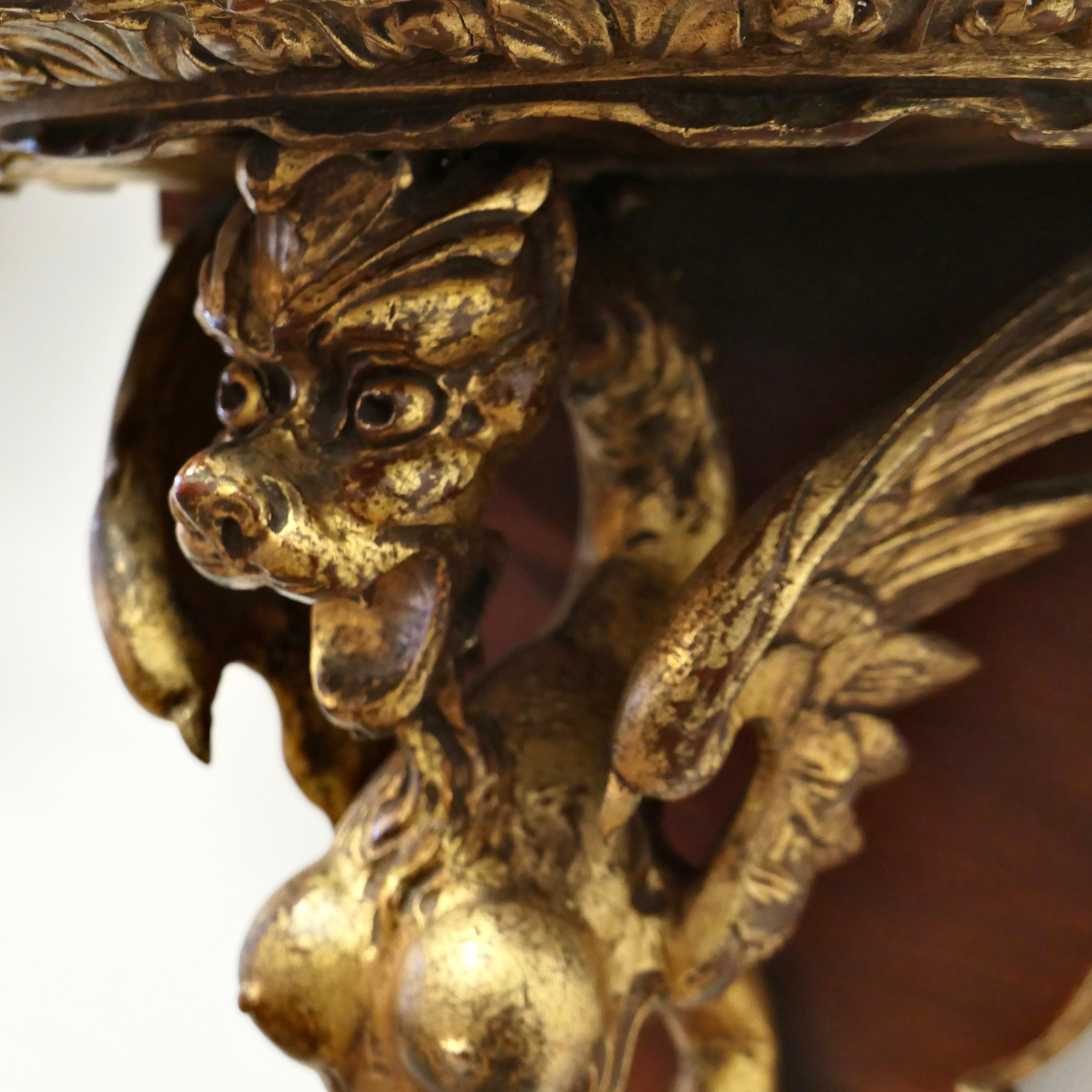 A Large Pair of Italian Carved Gilt Wall Brackets  These are beautifully carved For Sale 4
