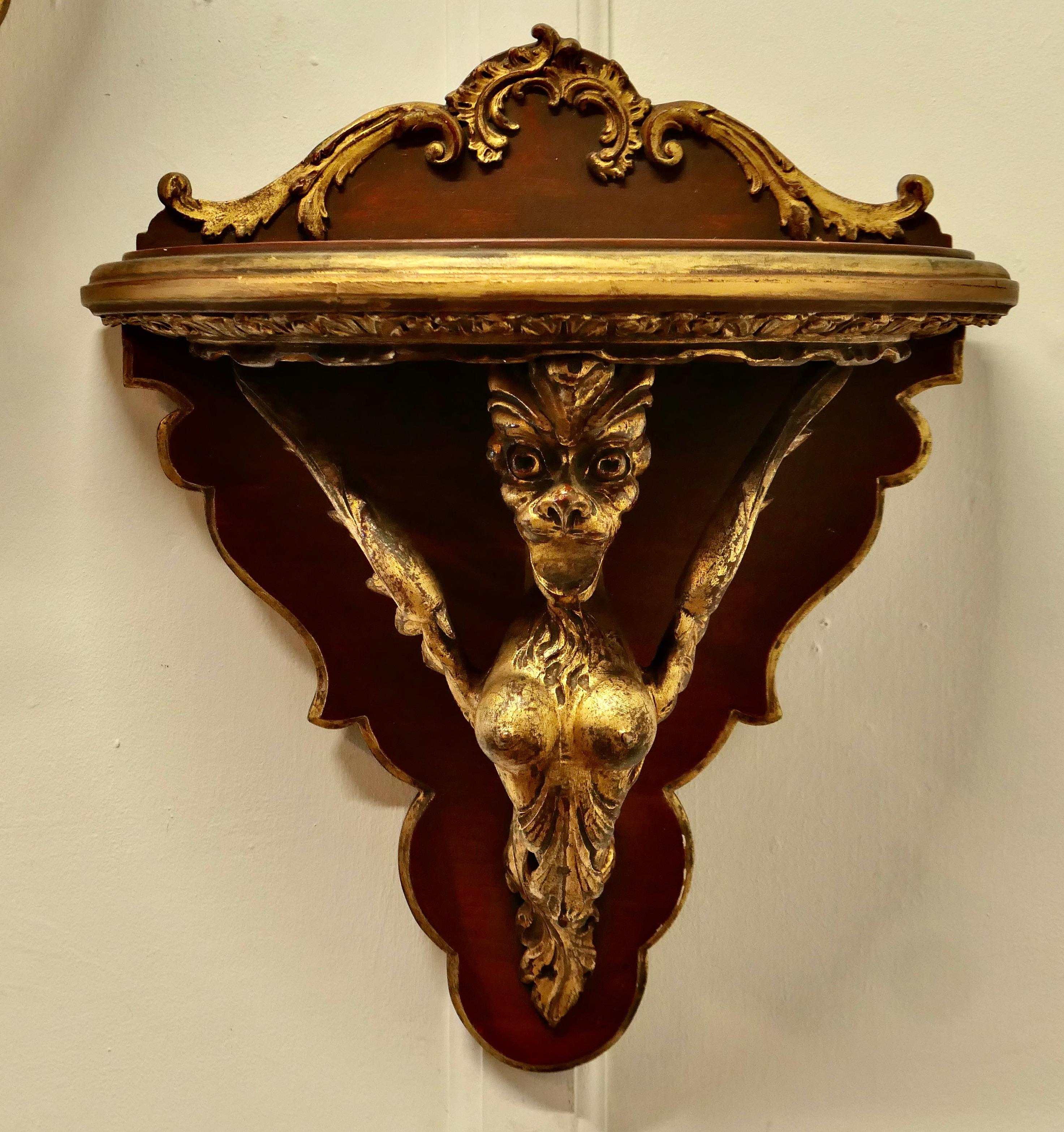 19th Century A Large Pair of Italian Carved Gilt Wall Brackets  These are beautifully carved For Sale