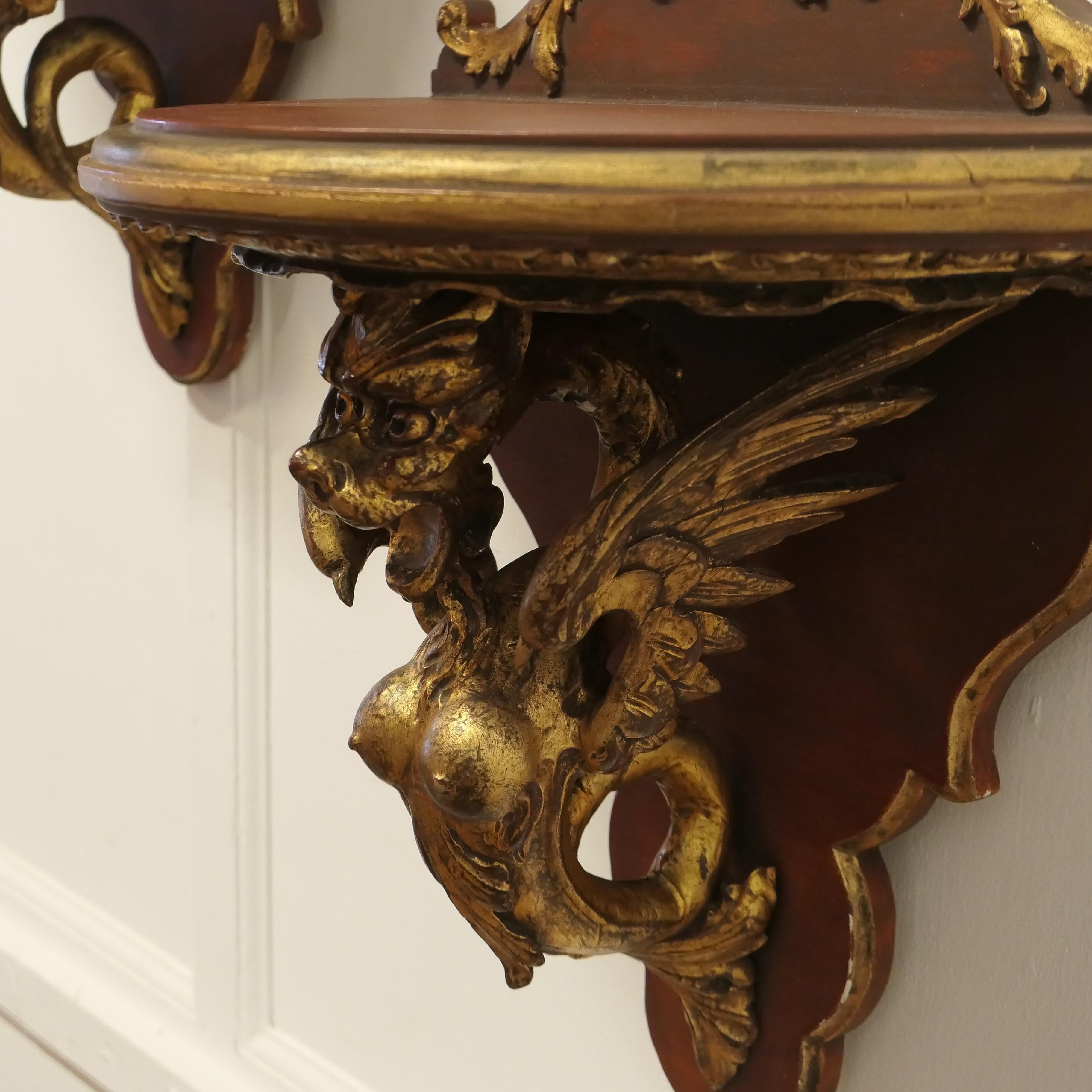 A Large Pair of Italian Carved Gilt Wall Brackets  These are beautifully carved For Sale 2