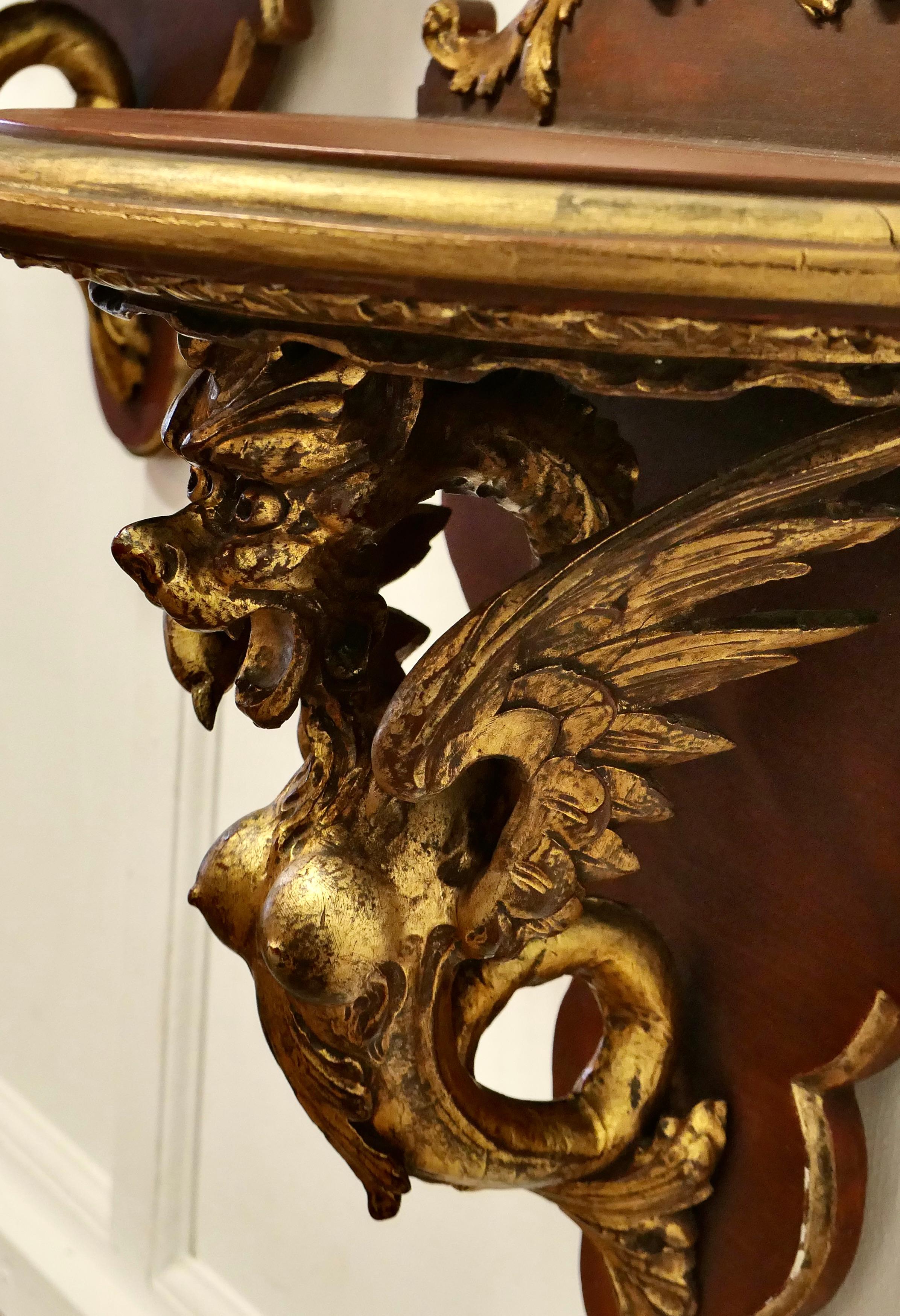 A Large Pair of Italian Carved Gilt Wall Brackets  These are beautifully carved For Sale 3