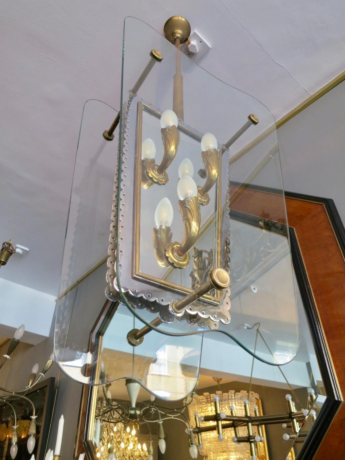 Large Pair of Italian Chandeliers/Lanterns Attributed to Pietro Chiesa 9