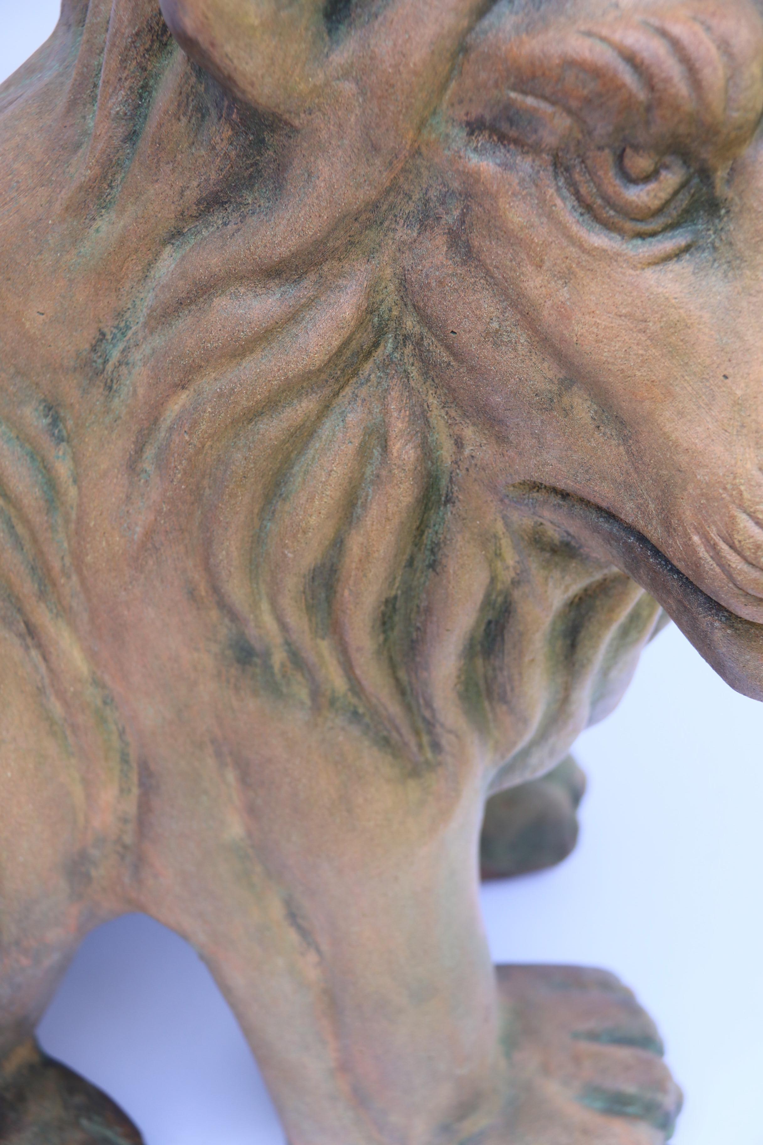 Large Pair of Italian Terracotta Seated Classical Lions, circa 1910 For Sale 10