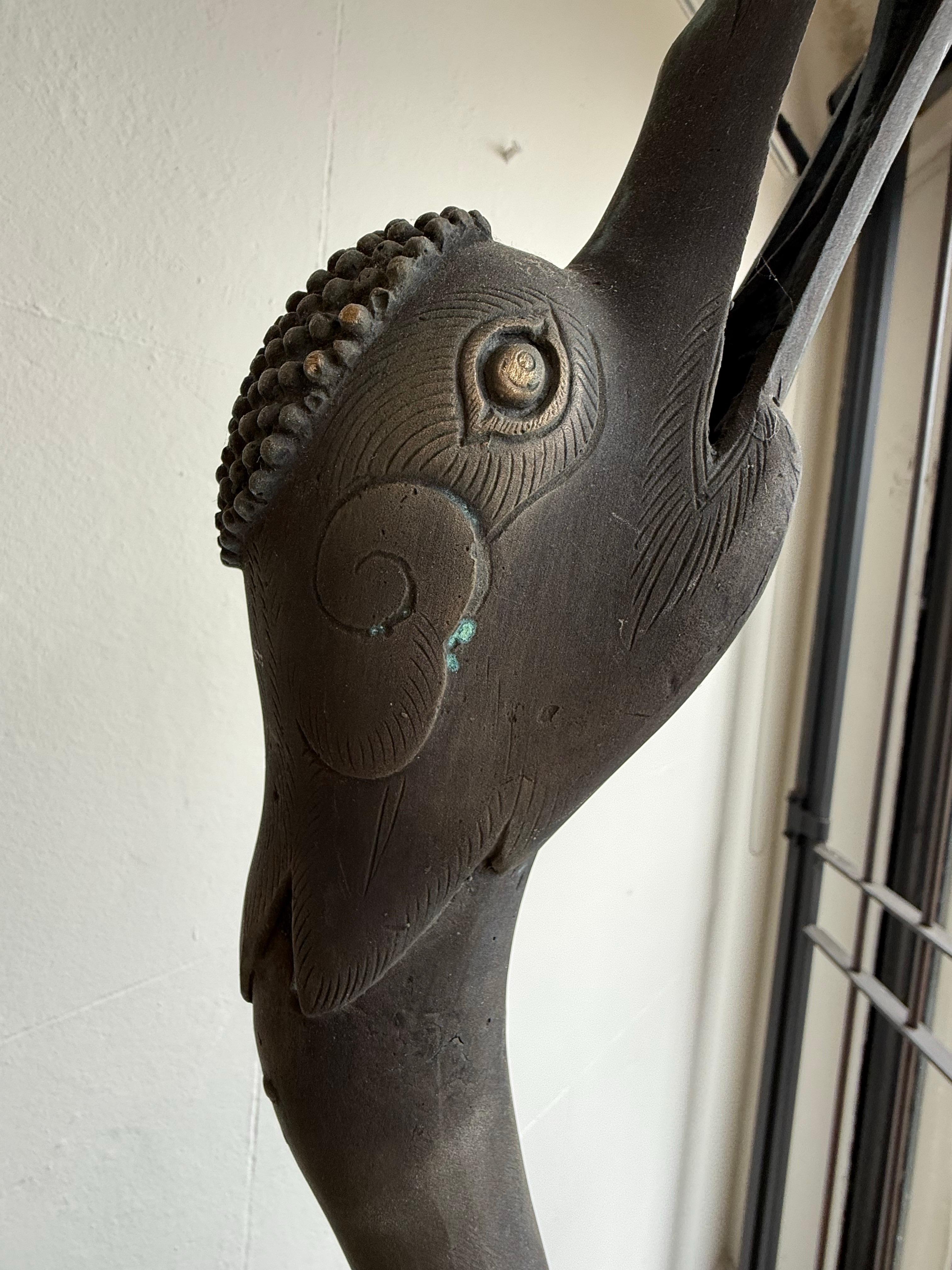 Grande paire de grues japonaises en bronze coulé de style Edo Bon état - En vente à ARMADALE, VIC