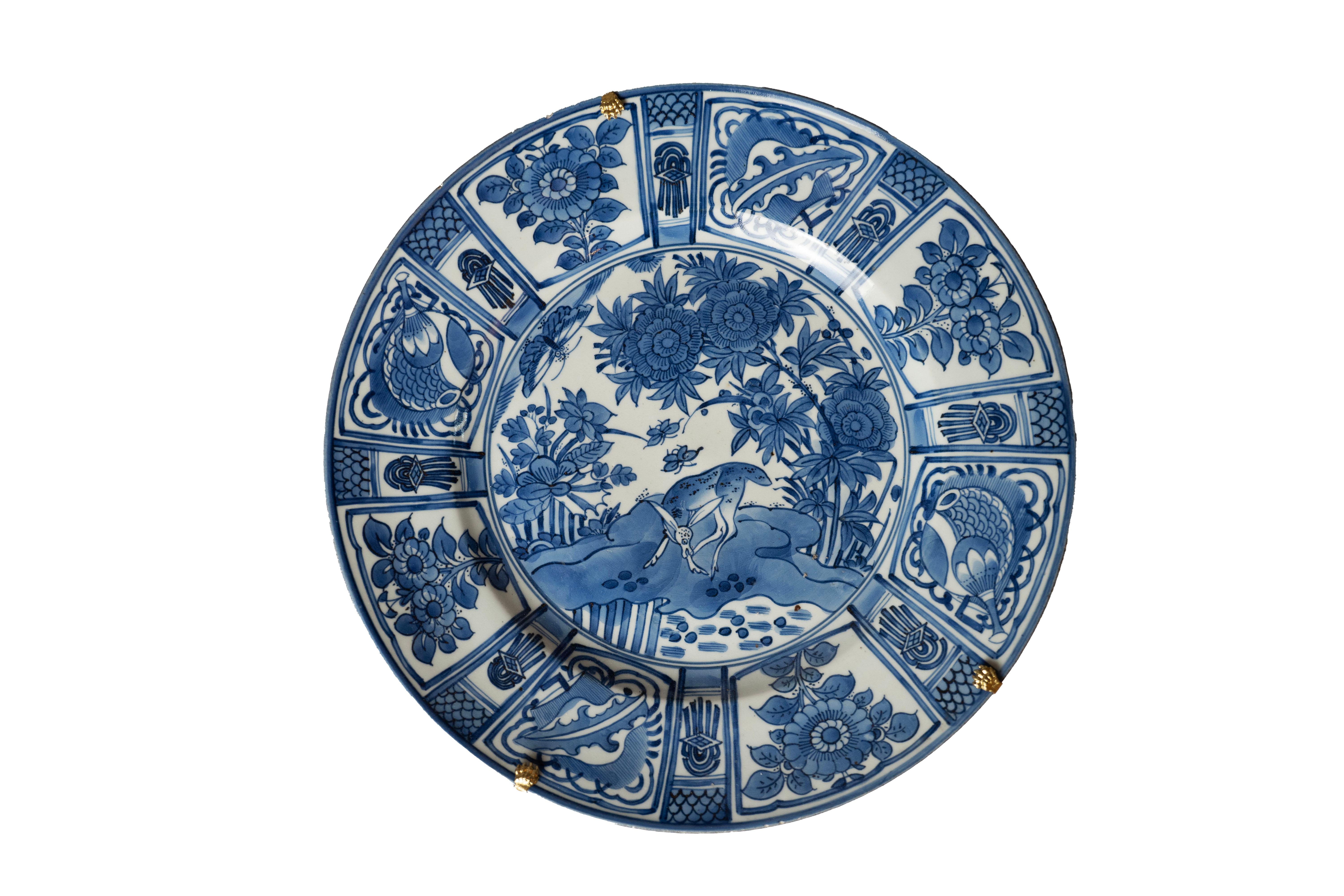 Gran pareja de platos de porcelana 