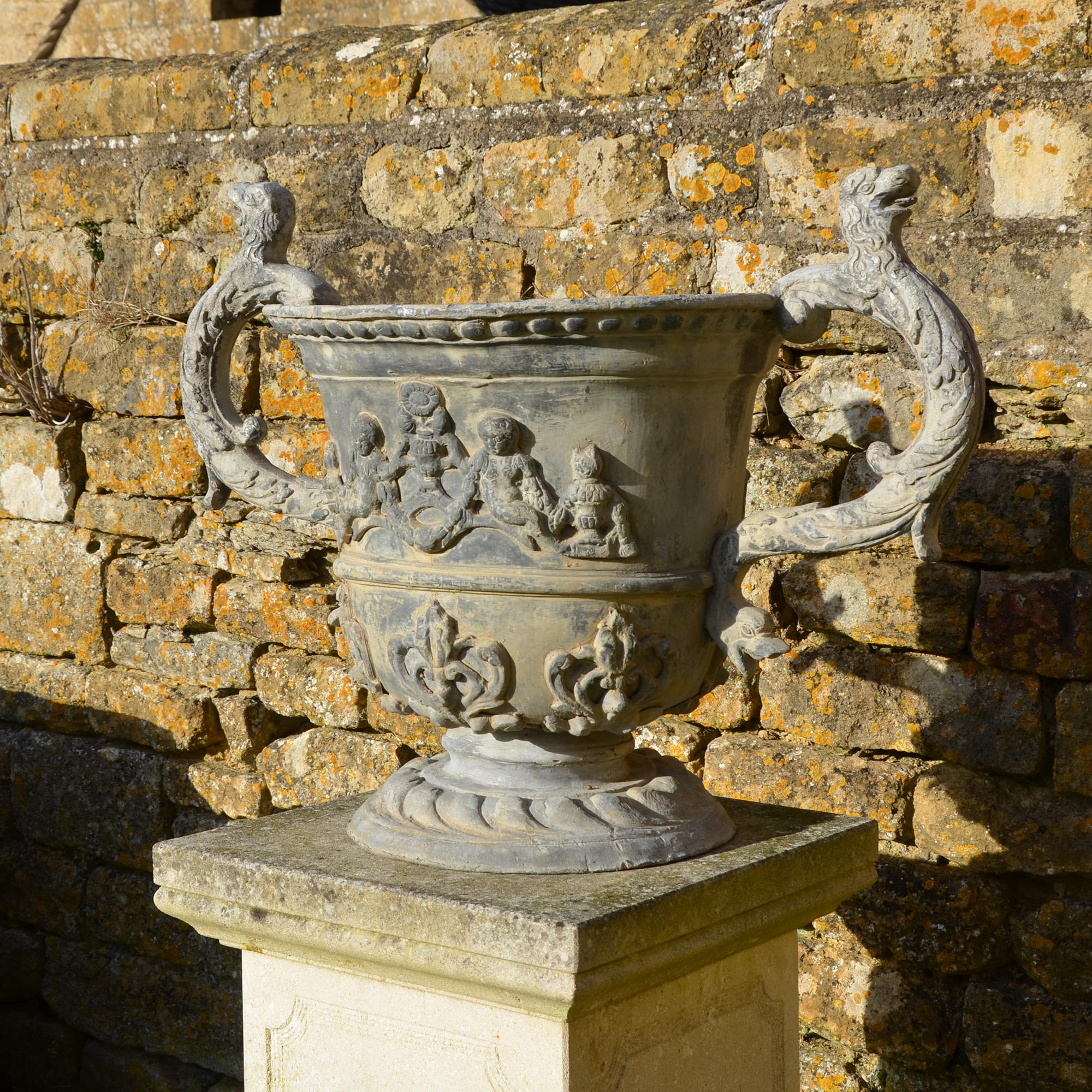 20th Century Large Pair of Lead Urns For Sale