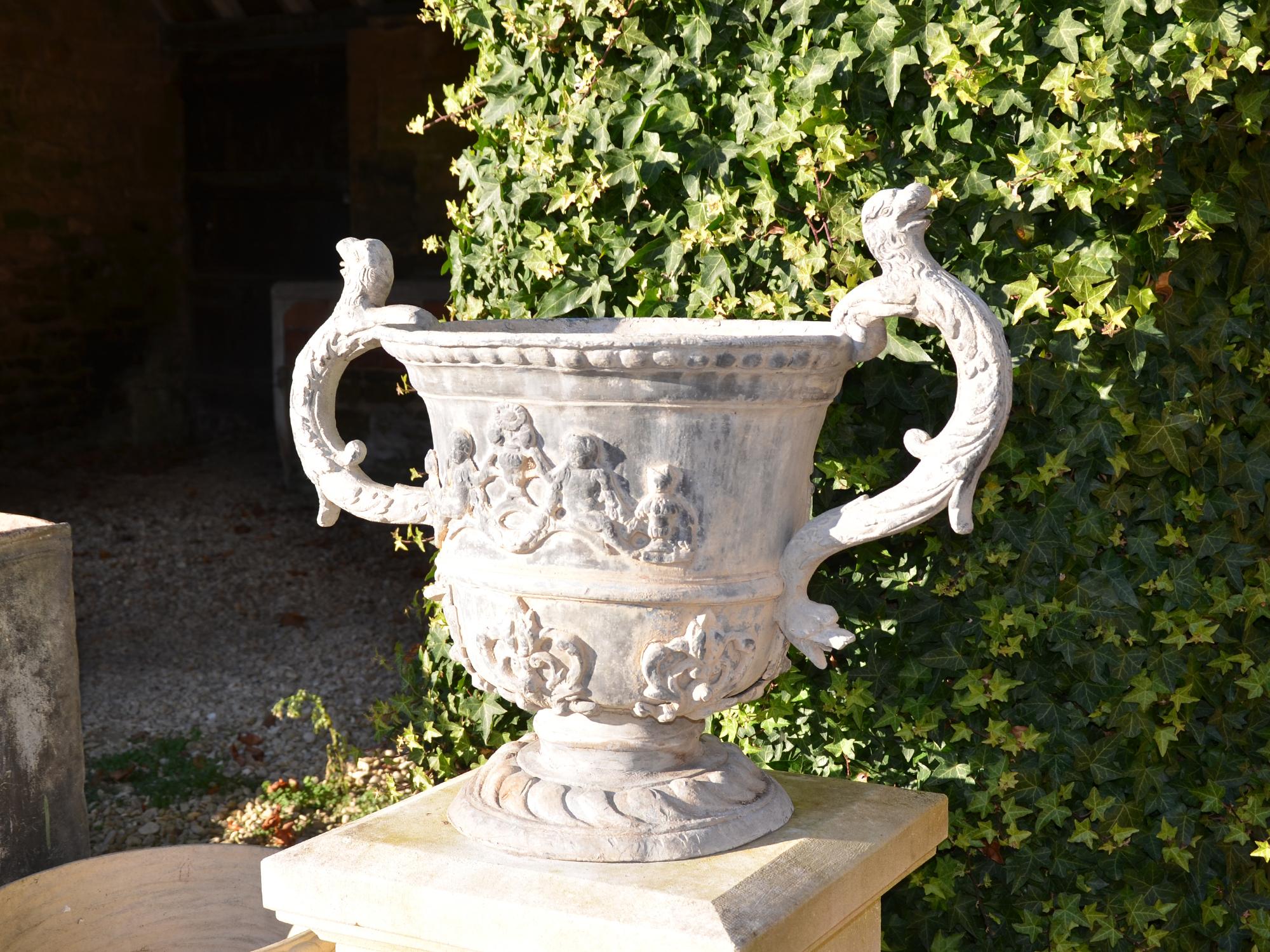 Large Pair of Early 20th Century Lead Urns For Sale 4