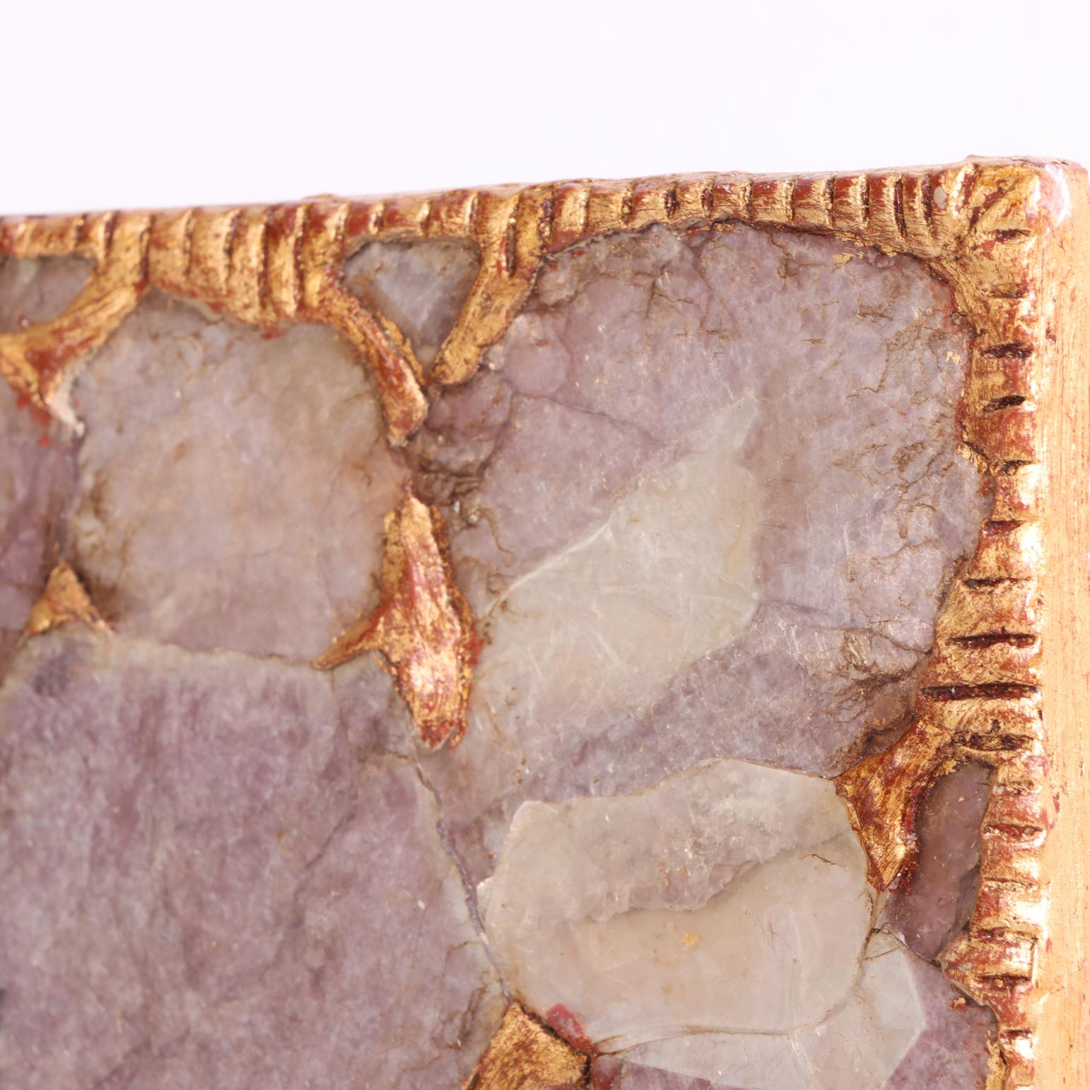 Mid-Century Modern A Large Pair of Lilac Mica and Gilt Resin Statement Mirrors. For Sale