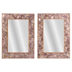 A Large Pair of Lilac Mica and Gilt Resin Statement Mirrors.