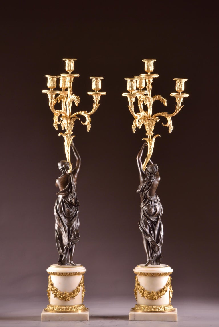 Large Pair of Louis XVI Figural Candelabra For Sale 11