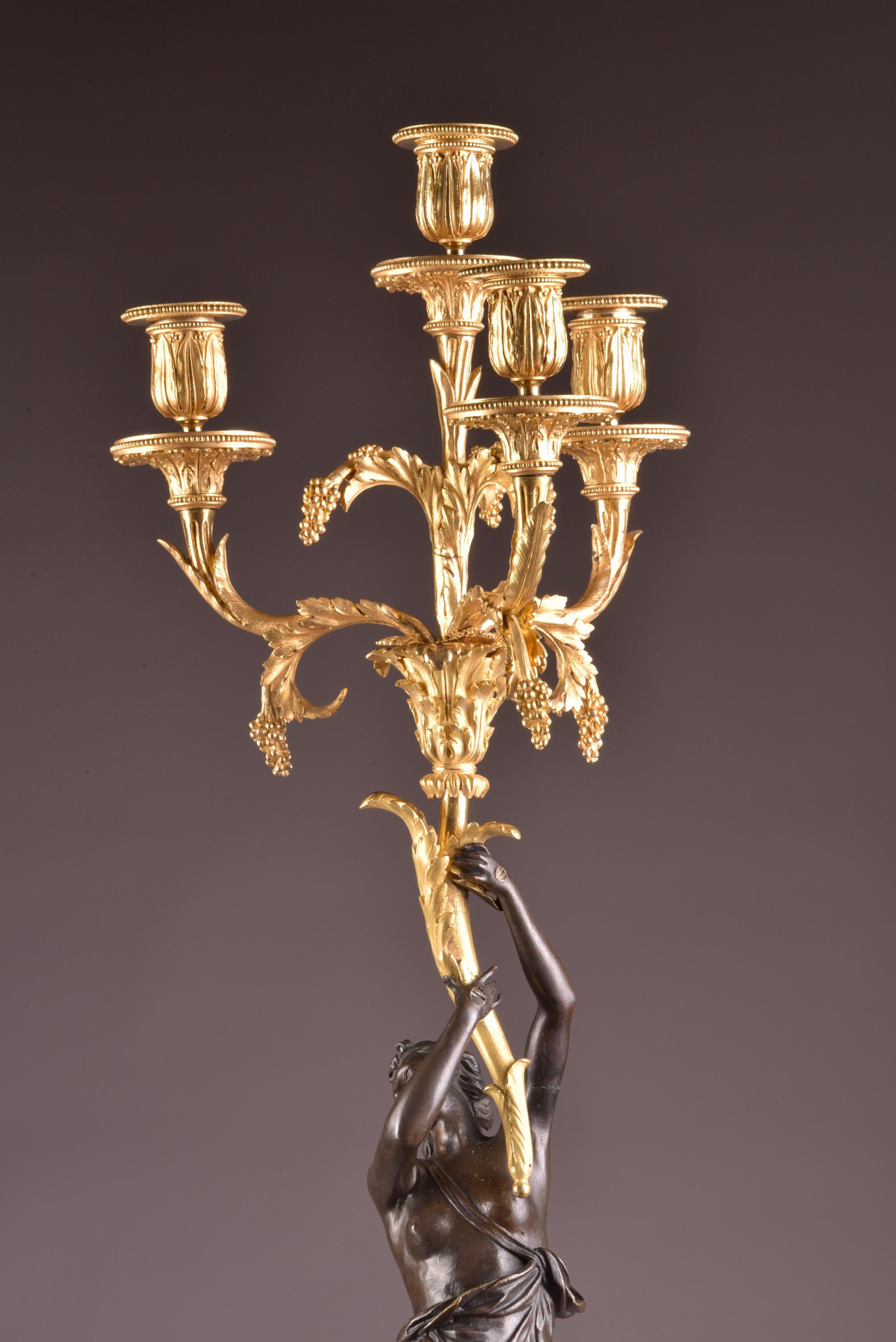 18th Century Large Pair of Louis XVI Figural Candelabra