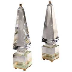 Large Pair of Lucite Obelisks After Maison Jansen