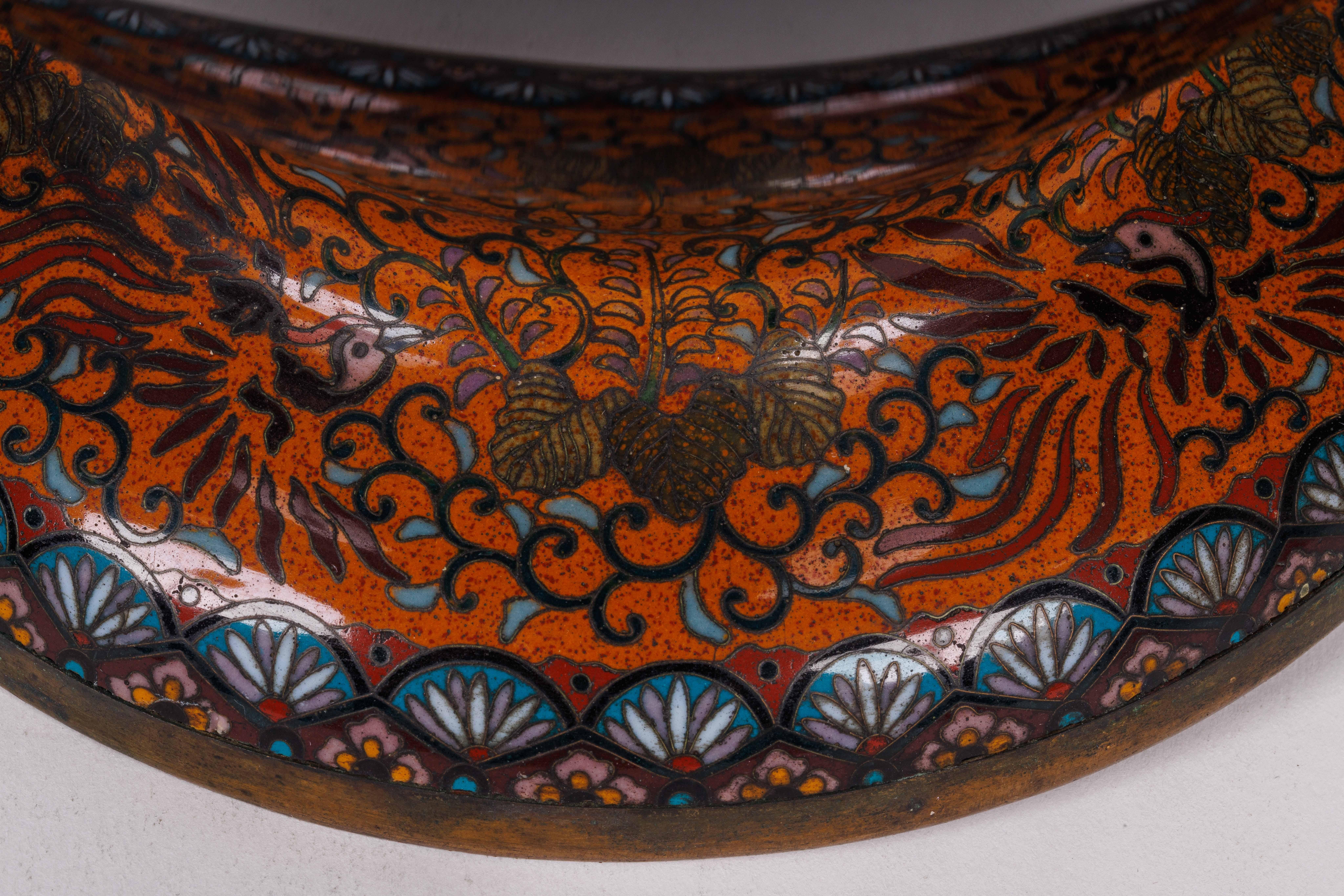 Large Pair of Meiji Period Japanese Cloisonne Enamel Double Dragon Vases For Sale 3
