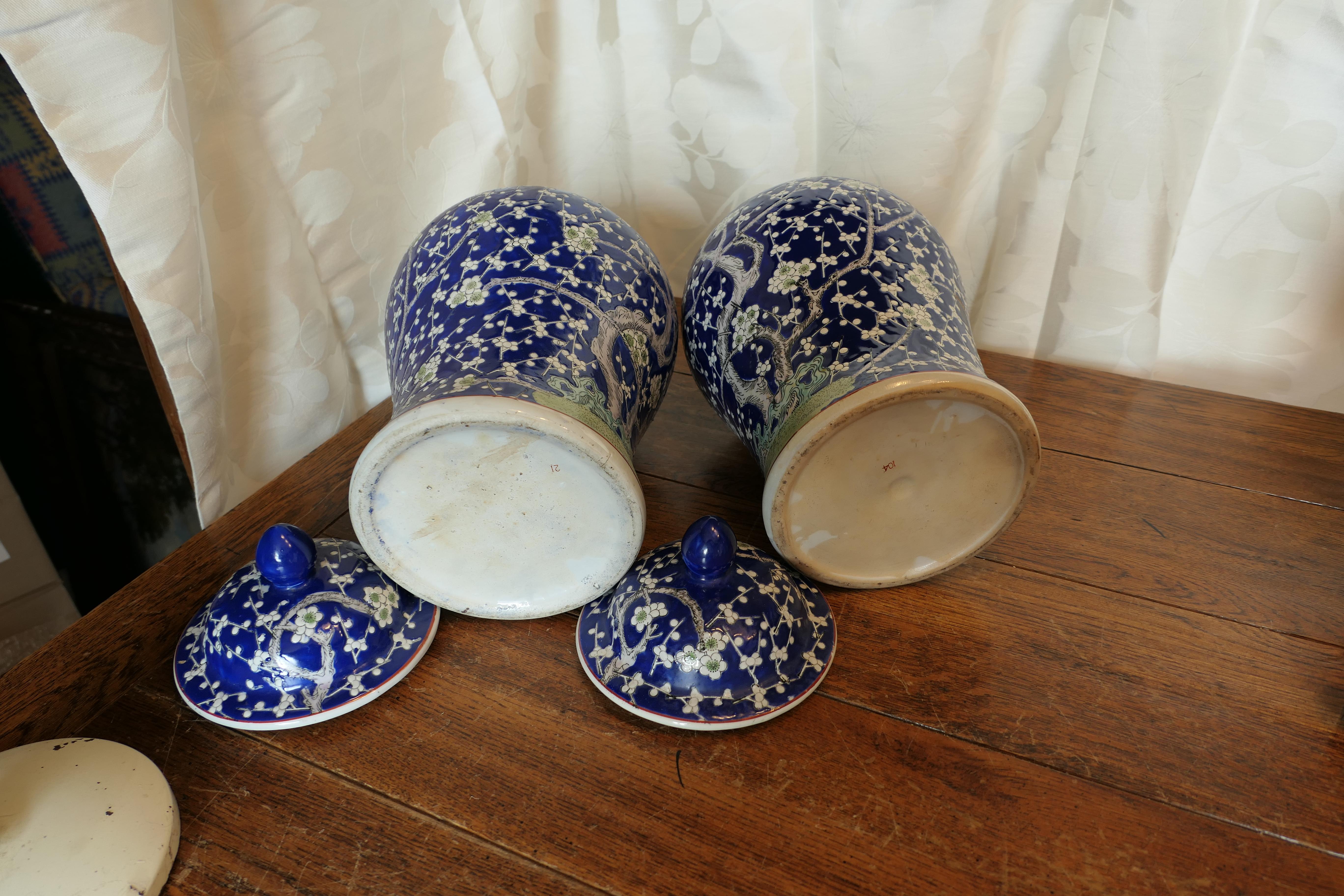 Ceramica Una grande coppia di barattoli di zenzero in porcellana orientale in vendita