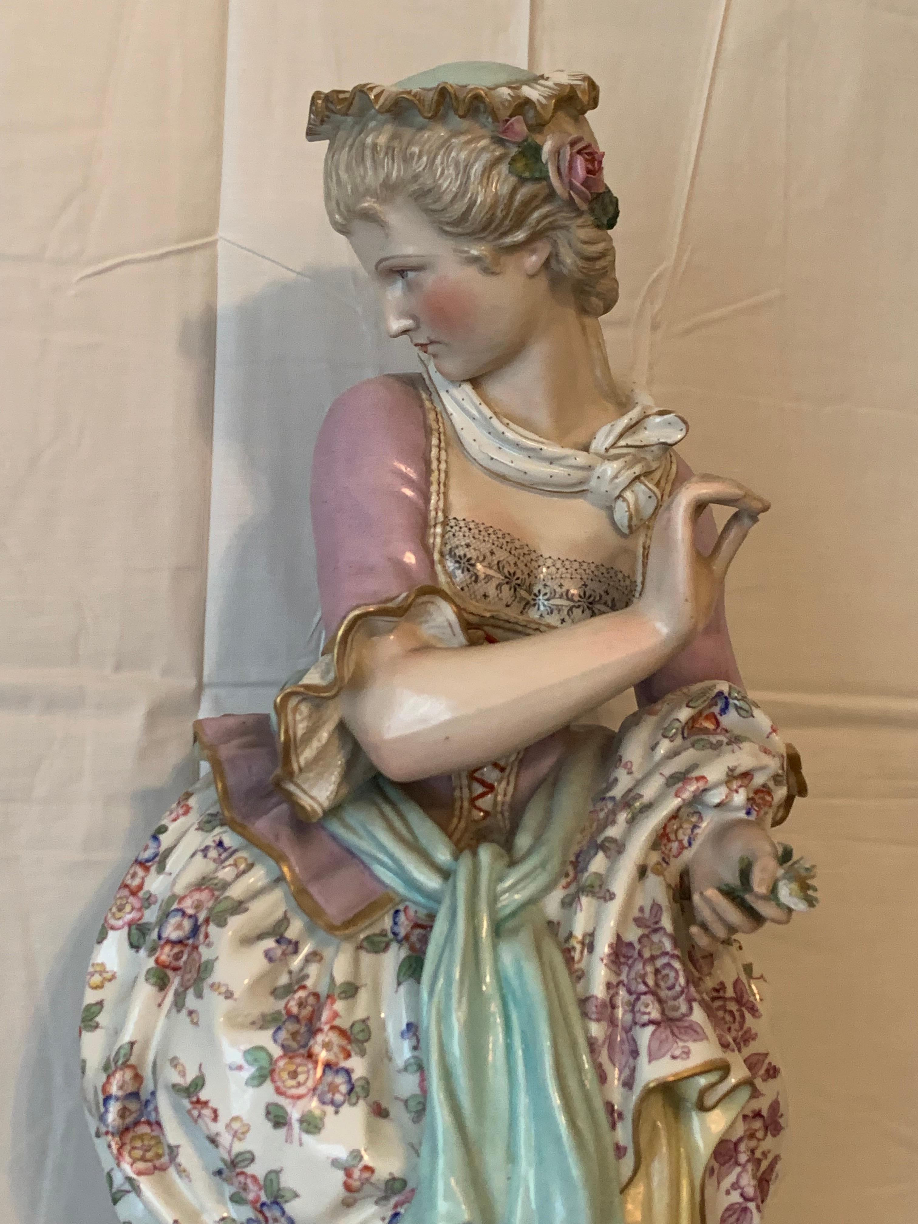 Large Pair of Porcelaine Figures of Lovers Singing For Sale 4