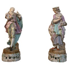 Large Pair of Porcelaine Figures of Lovers Singing