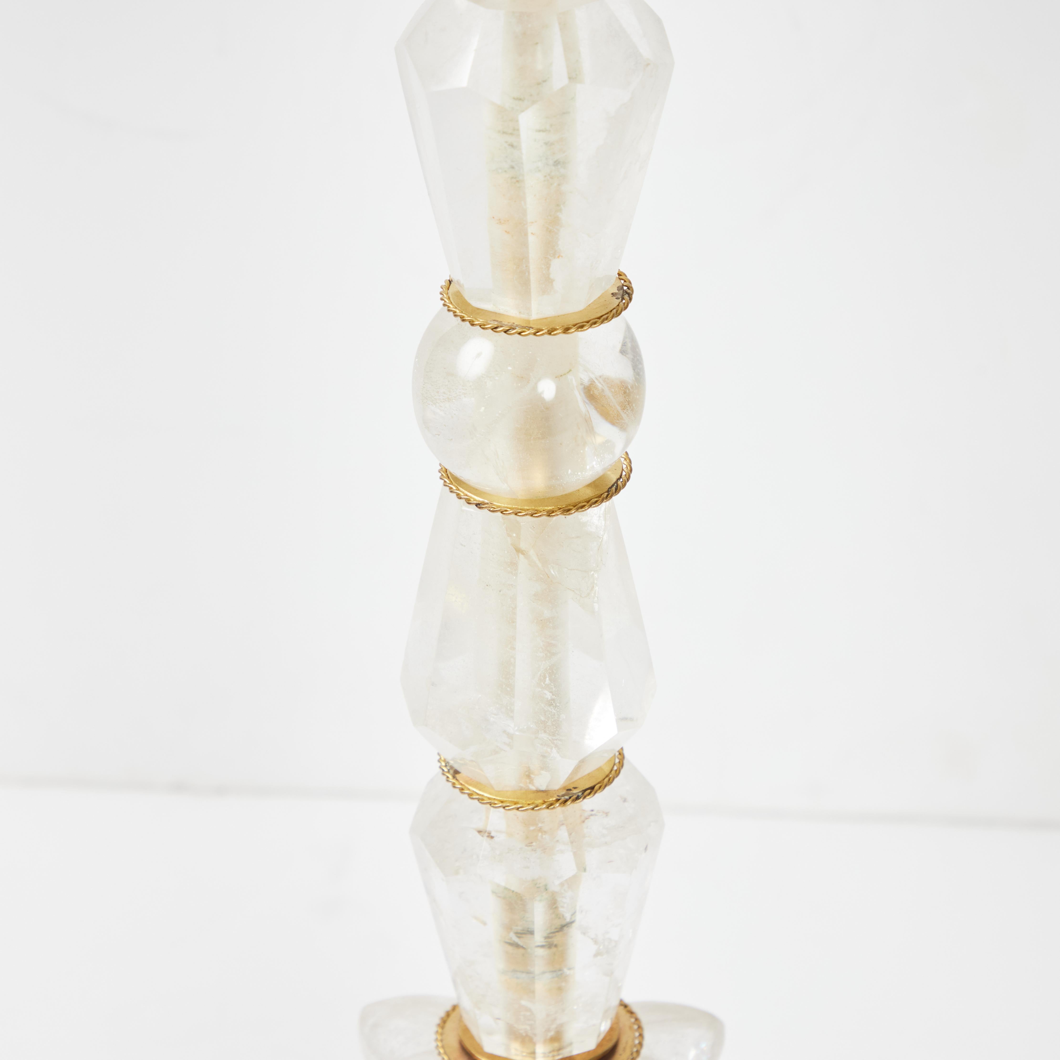 French A Large Pair of Rock Crystal Candlesticks For Sale
