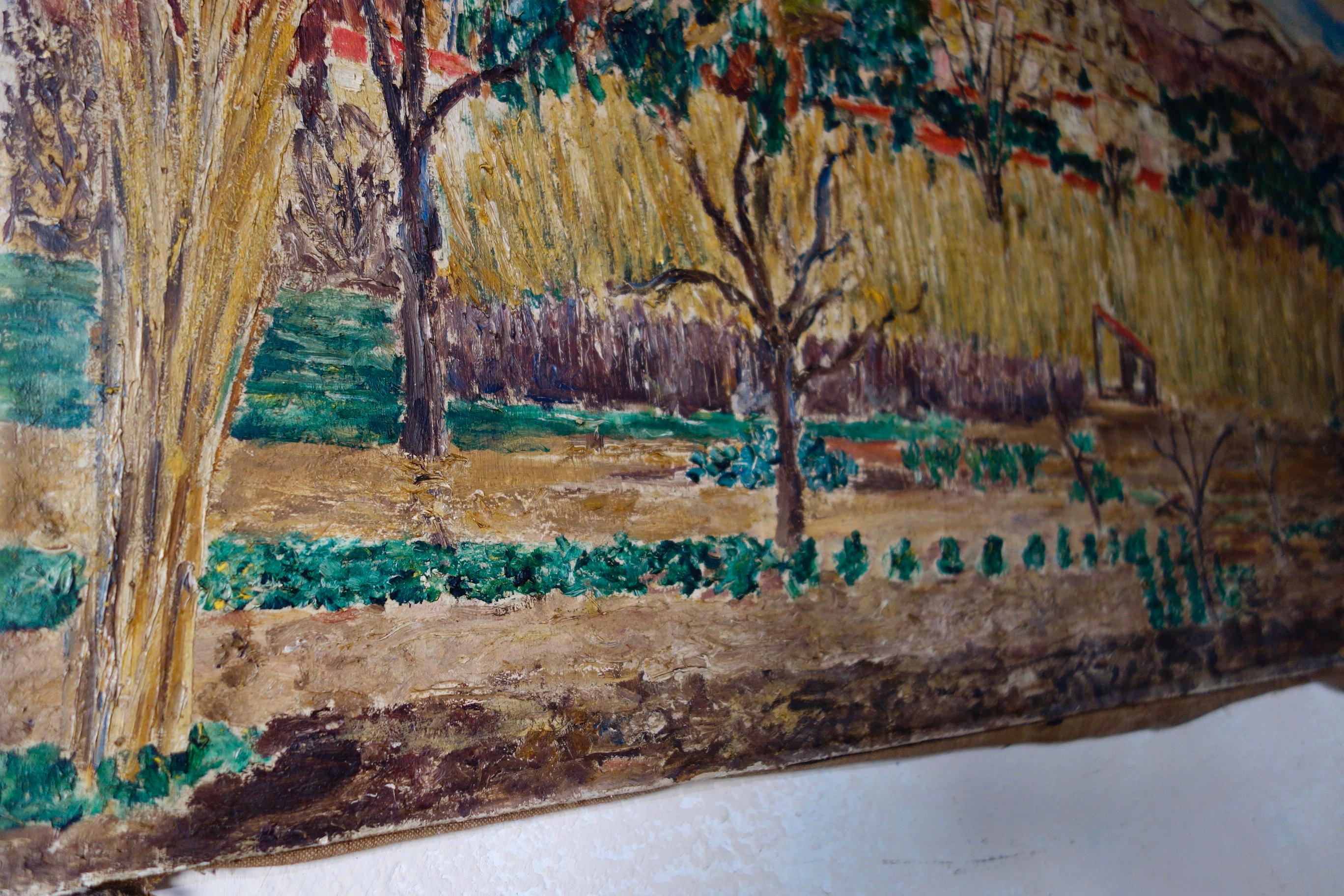 Grande paire de peintures italiennes à l'huile sur toile de Roger-Maurice Grillon 5