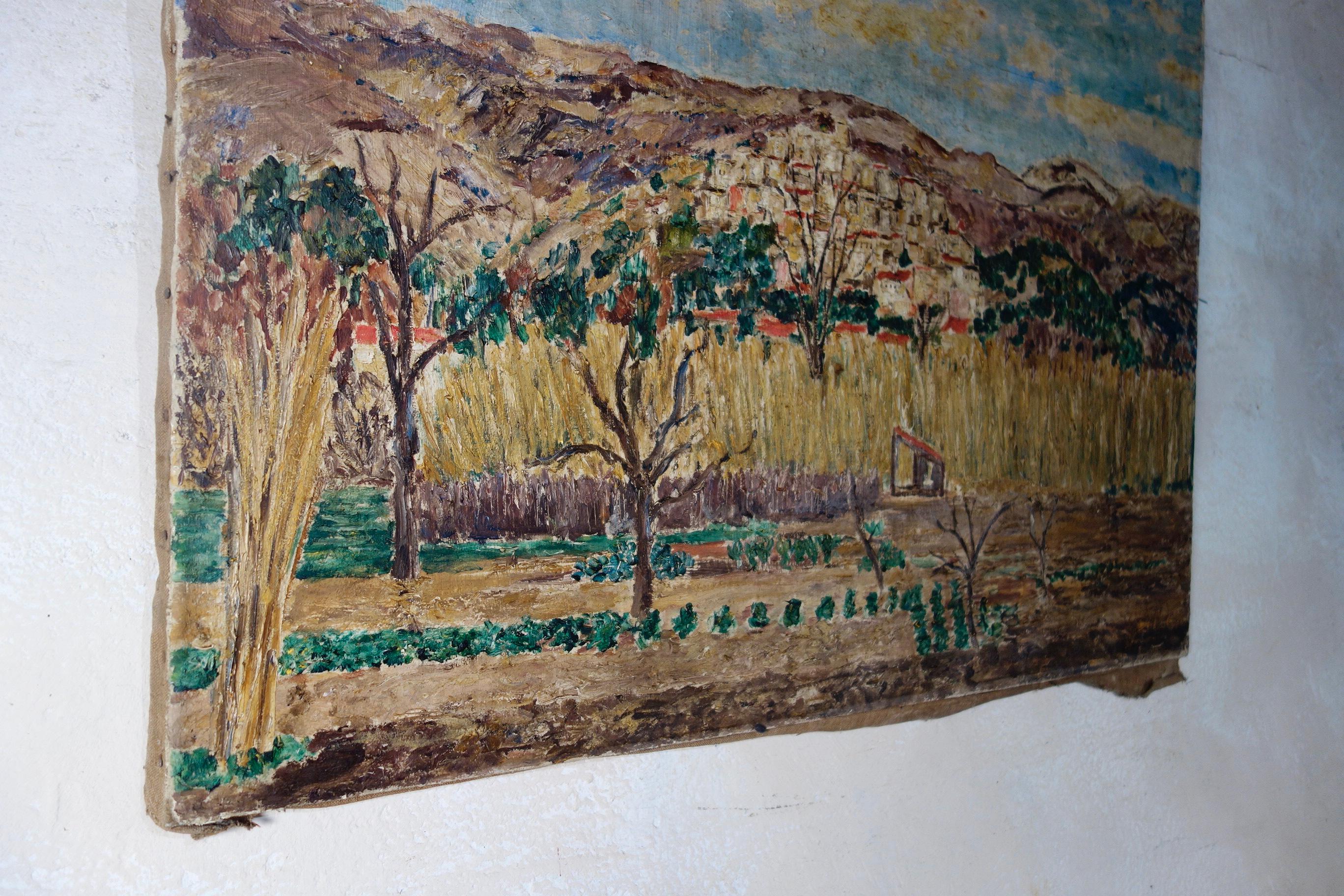 Grande paire de peintures italiennes à l'huile sur toile de Roger-Maurice Grillon 6