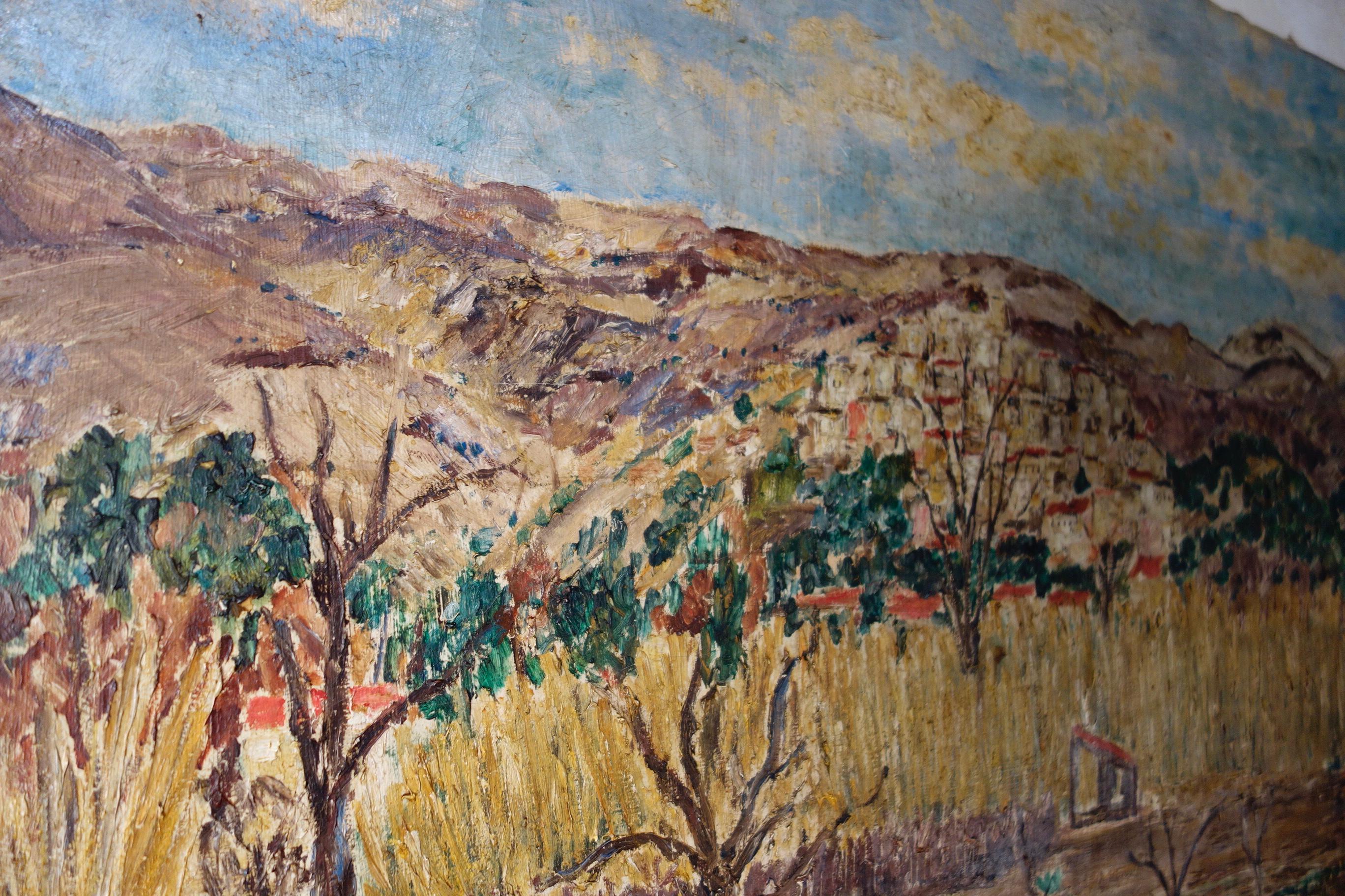 Grande paire de peintures italiennes à l'huile sur toile de Roger-Maurice Grillon 7