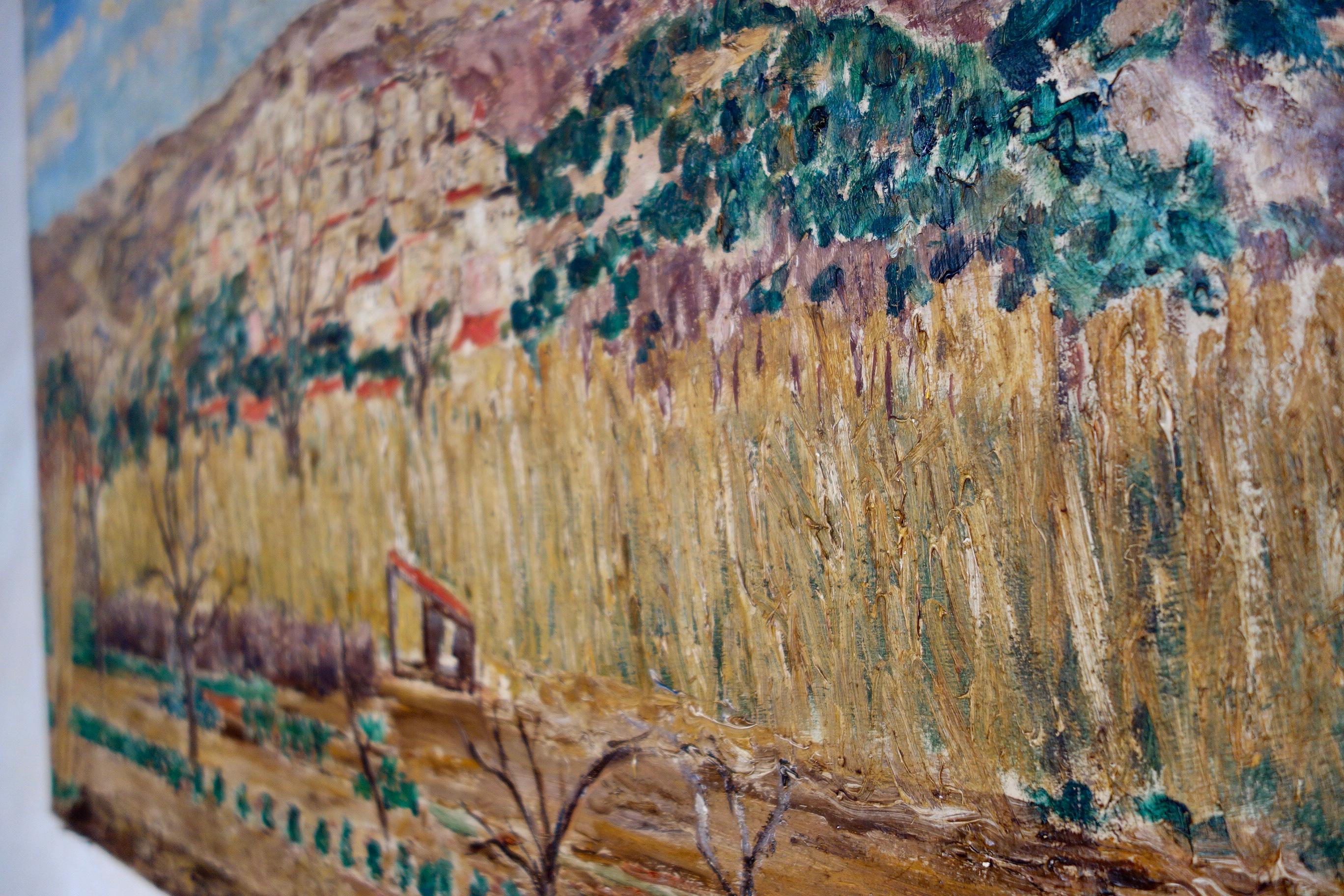 Grande paire de peintures italiennes à l'huile sur toile de Roger-Maurice Grillon 10