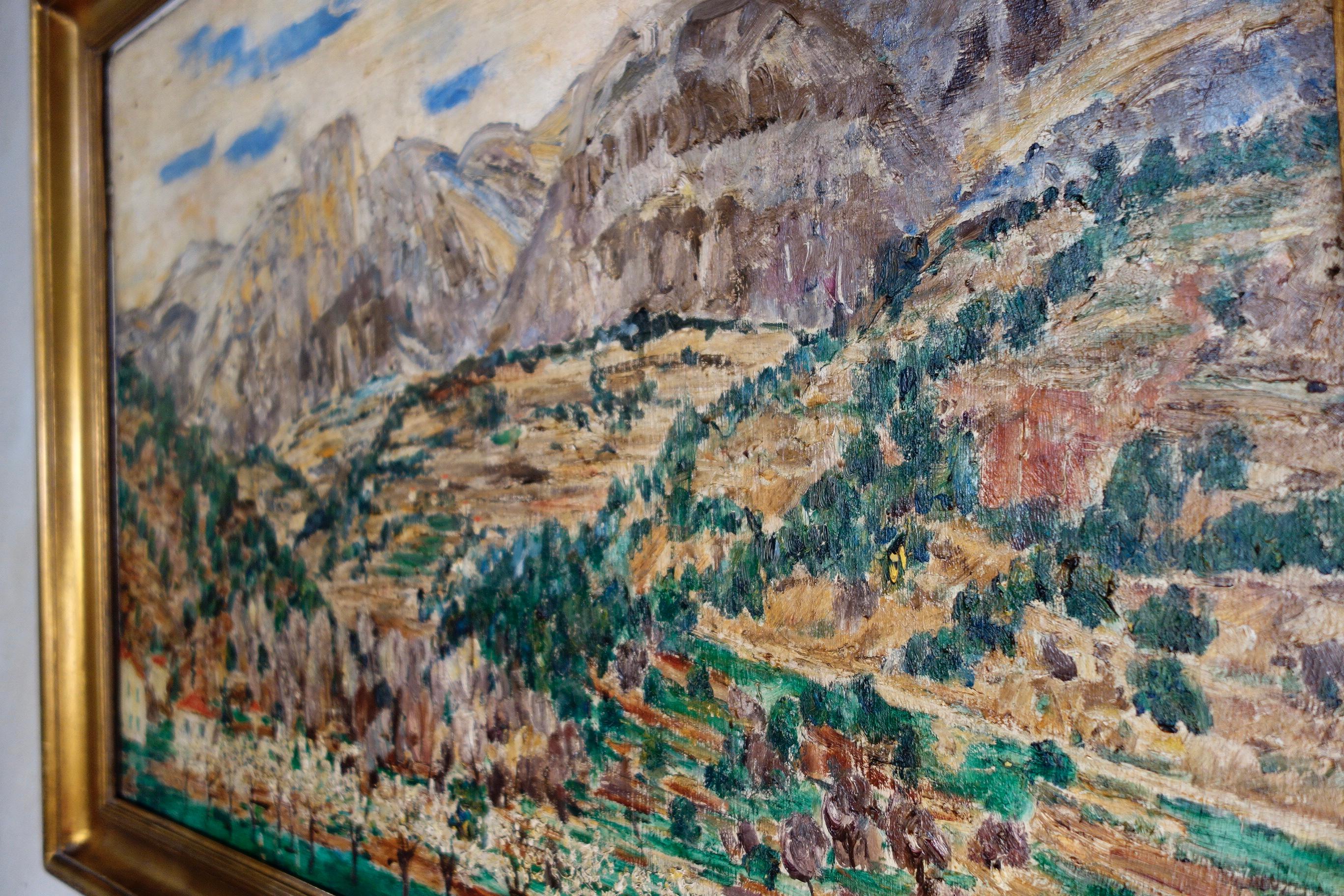 20ième si�ècle Grande paire de peintures italiennes à l'huile sur toile de Roger-Maurice Grillon