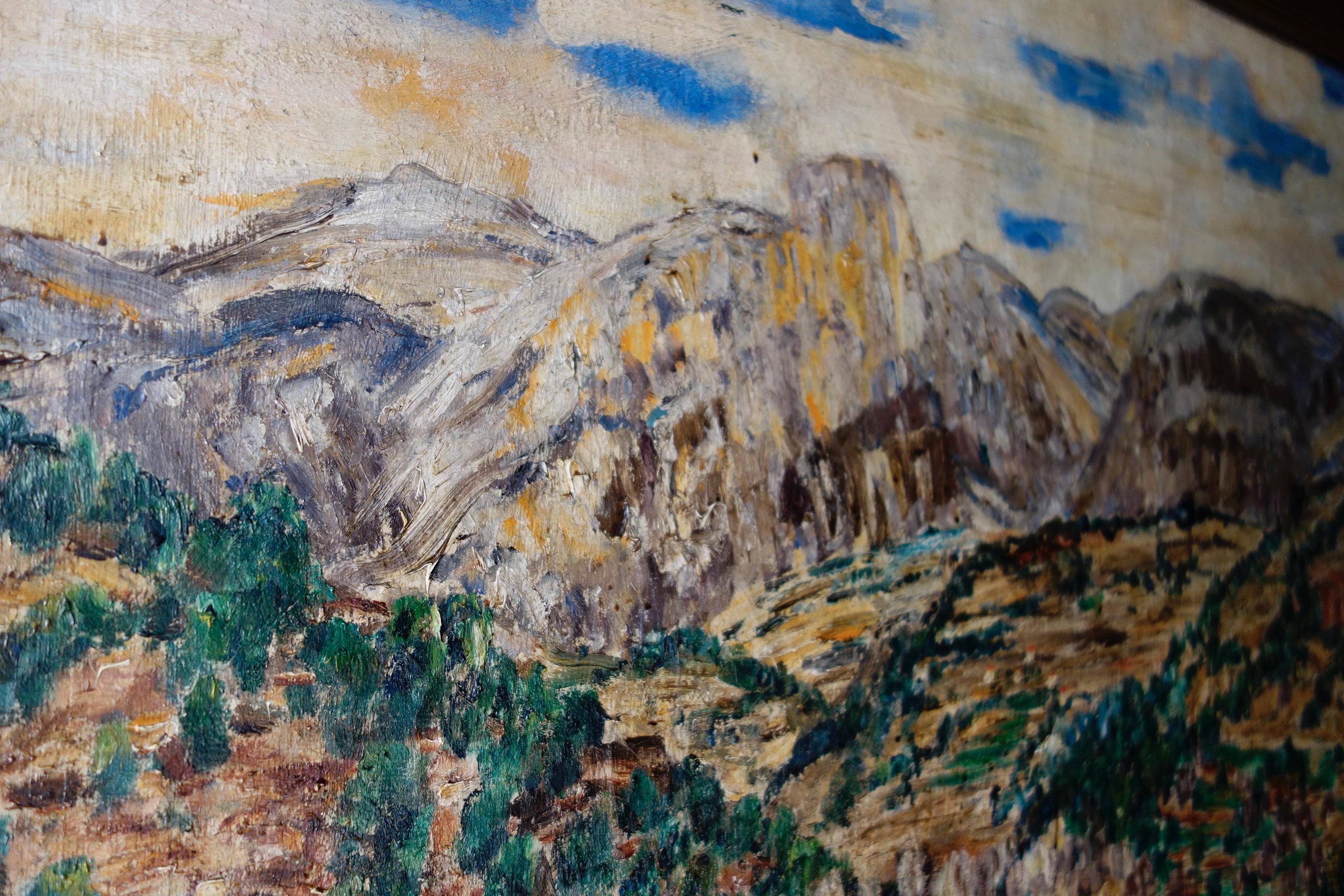 Grande paire de peintures italiennes à l'huile sur toile de Roger-Maurice Grillon 1