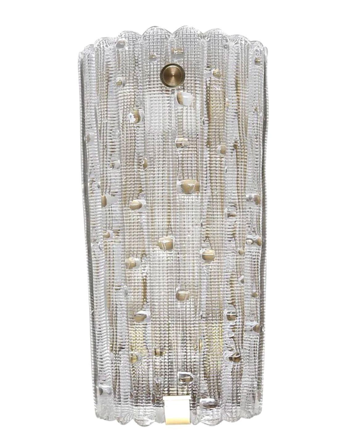 A large pair of Swedish 1960s Orrefors glass wall sconces by Carl Fagerlund For Sale 1
