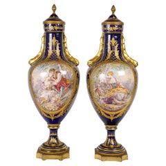 A Large Pair of Vases from the Sèvres, Early 20th Century, Napoleon III Style.