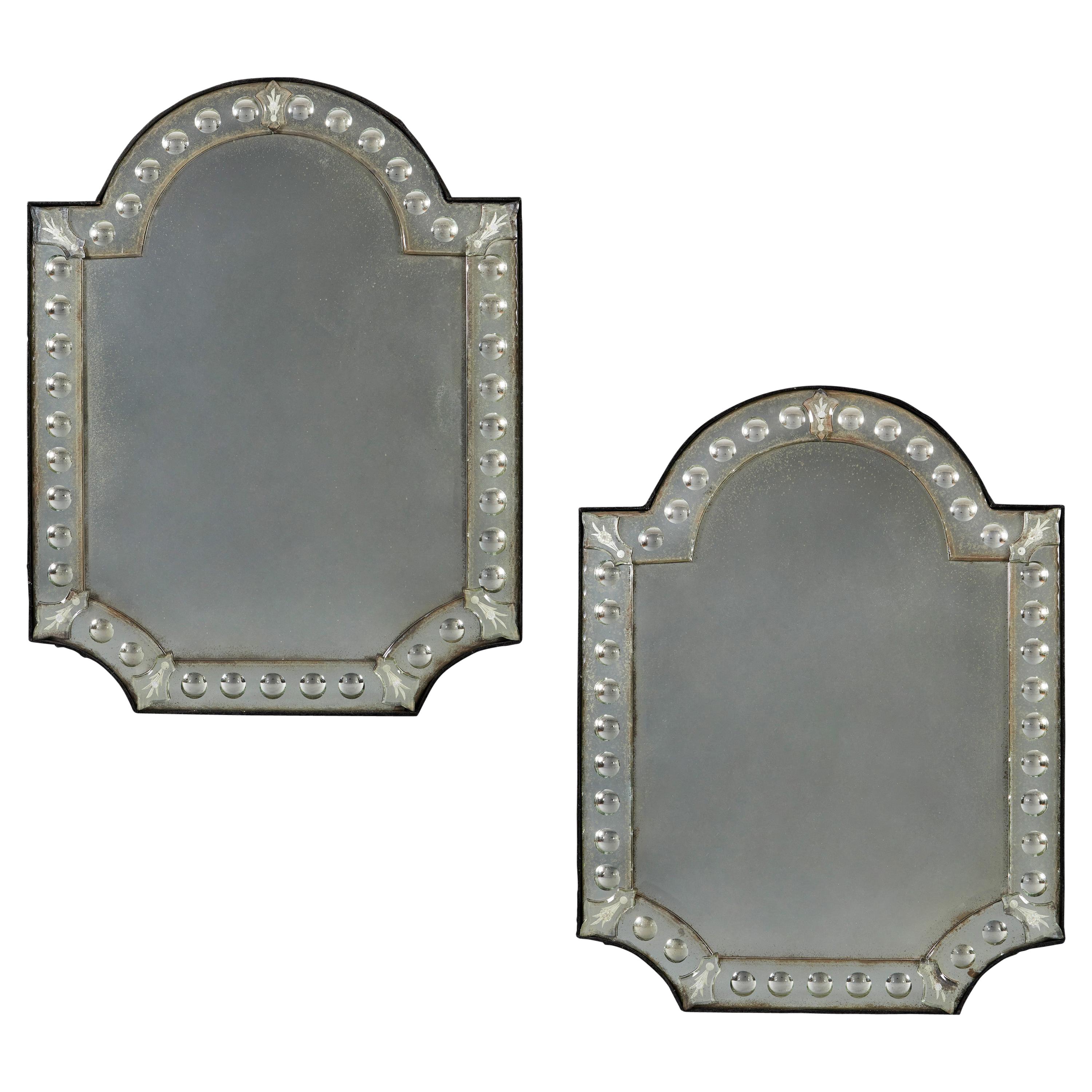 Large Pair of Venetian Glass Mirrors